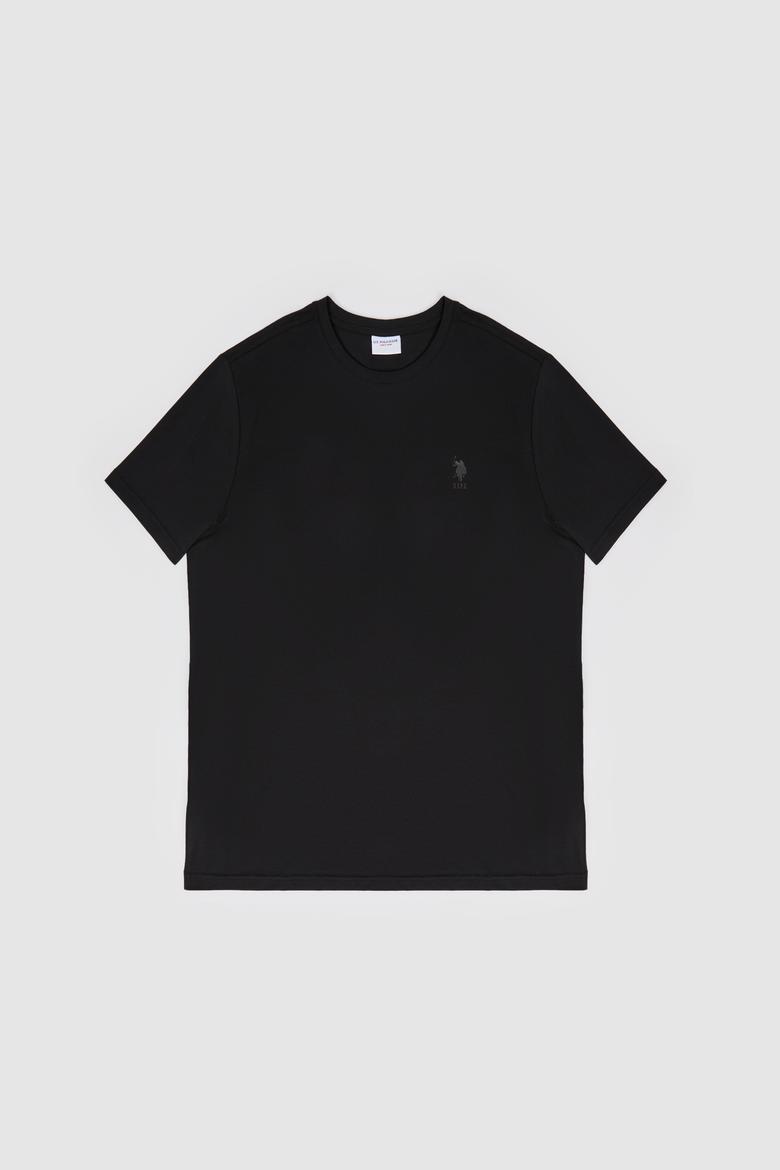 Erkek Regular Fit Bisiklet Yaka Siyah Basic Tişört - 50326953077