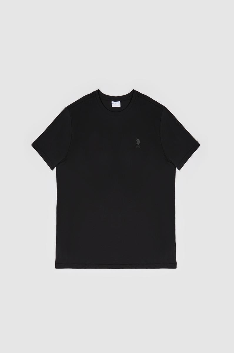 Erkek Regular Fit Bisiklet Yaka Siyah Basic Tişört