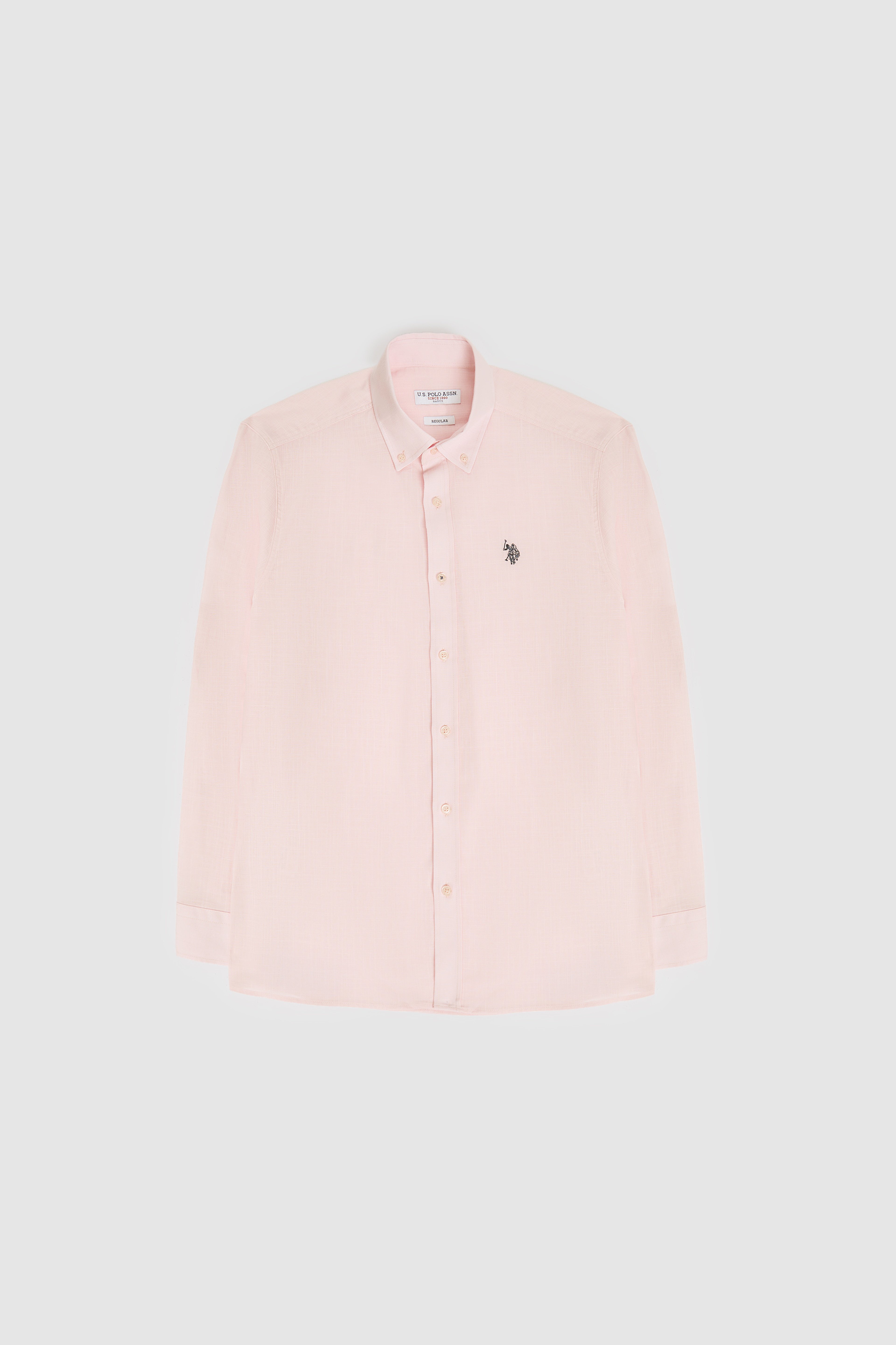 Erkek Açık Pembe Uzun Kollu Basic Gömlek