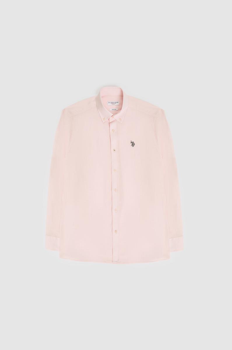 Erkek Açık Pembe Uzun Kollu Basic Gömlek