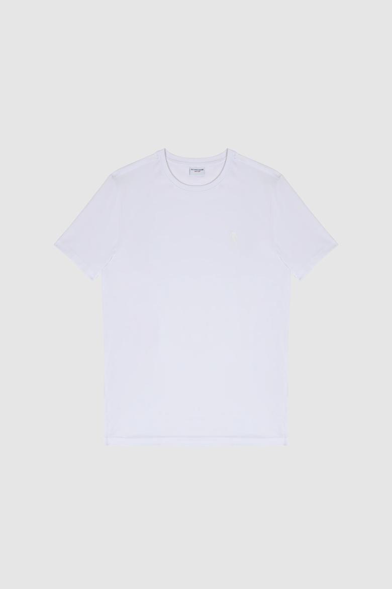 Erkek Regular Fit Bisiklet Yaka Beyaz Basic Tişört - 50326953033