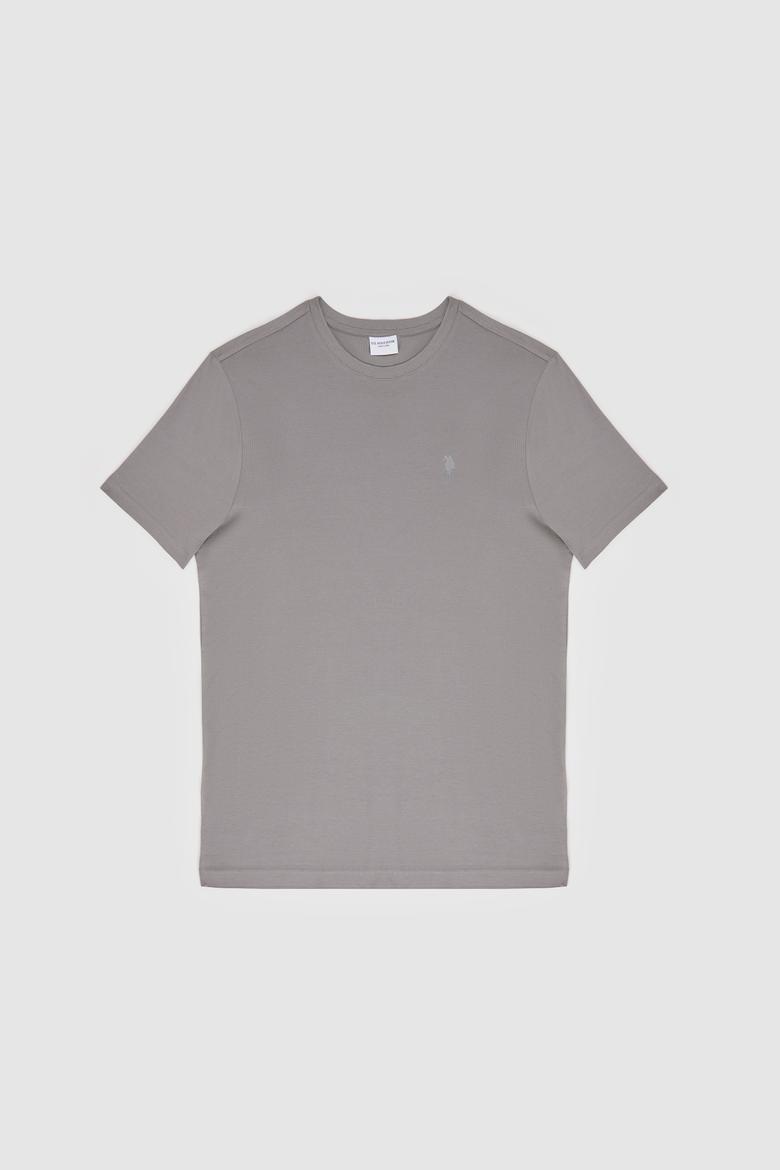 Erkek Regular Fit Bisiklet Yaka Gri Basic Tişört - 50326953044