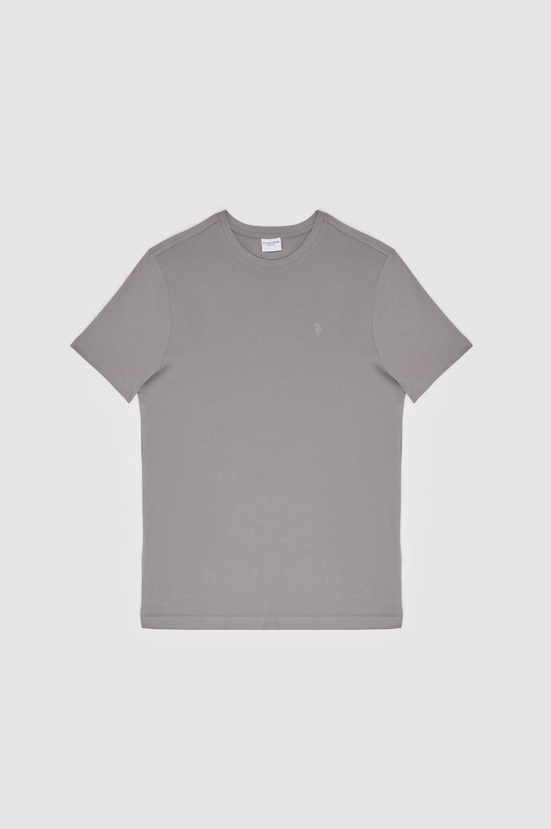 Erkek Regular Fit Bisiklet Yaka Gri Basic Tişört