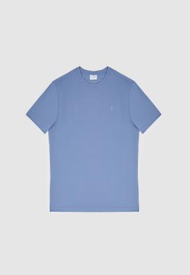 Erkek Regular Fit Bisiklet Yaka İndigo Basic Tişört - 50326953190