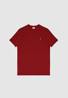 Erkek Regular Fit Bisiklet Yaka Bordo Basic Tişört - 50326953184