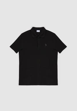 Erkek Slim Fit Polo Yaka Siyah Basic Tişört - 50322347093