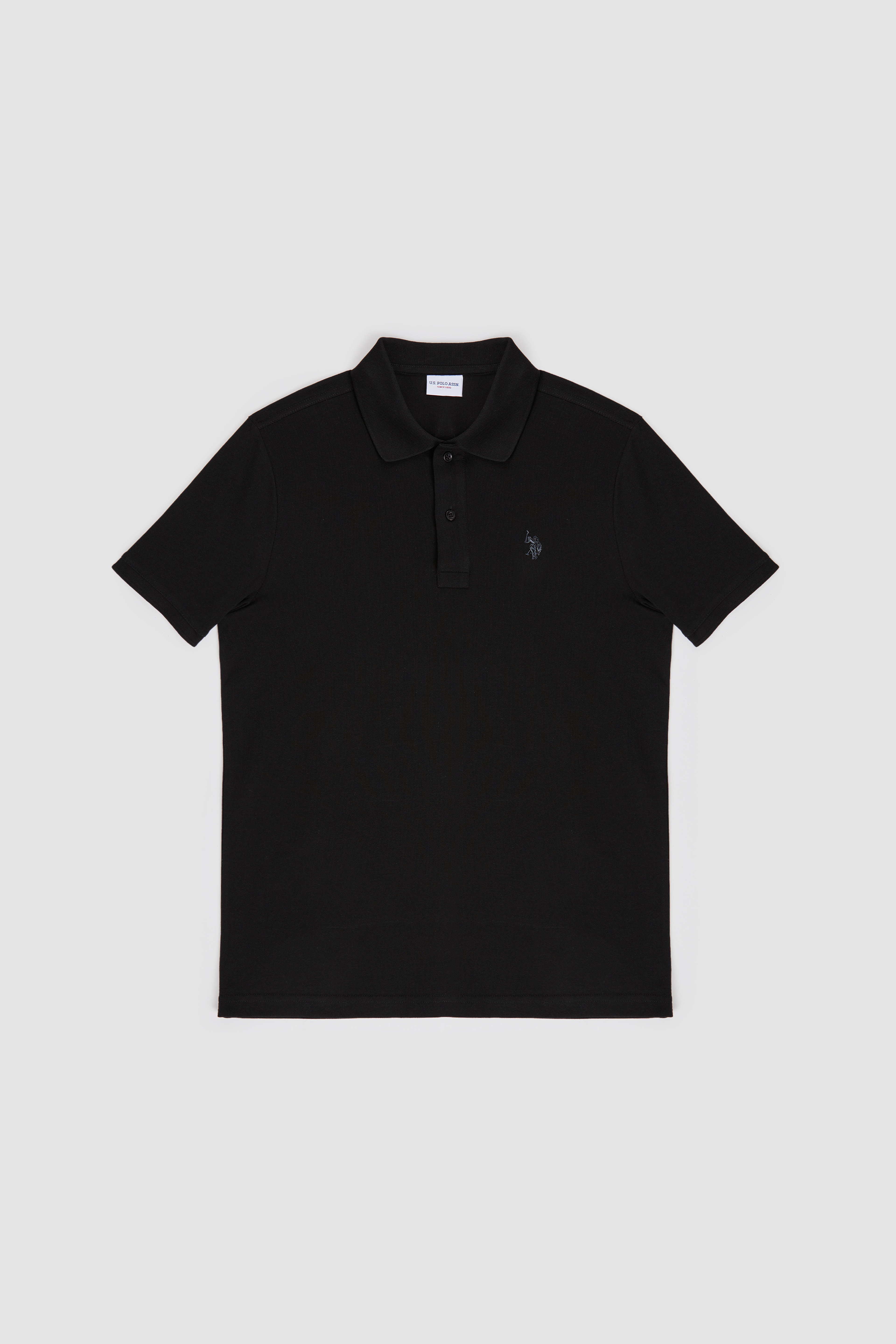 Erkek Slim Fit Polo Yaka Siyah Basic Tişört