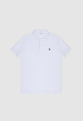 Erkek Slim Fit Polo Yaka Beyaz Basic Tişört - 50322347016