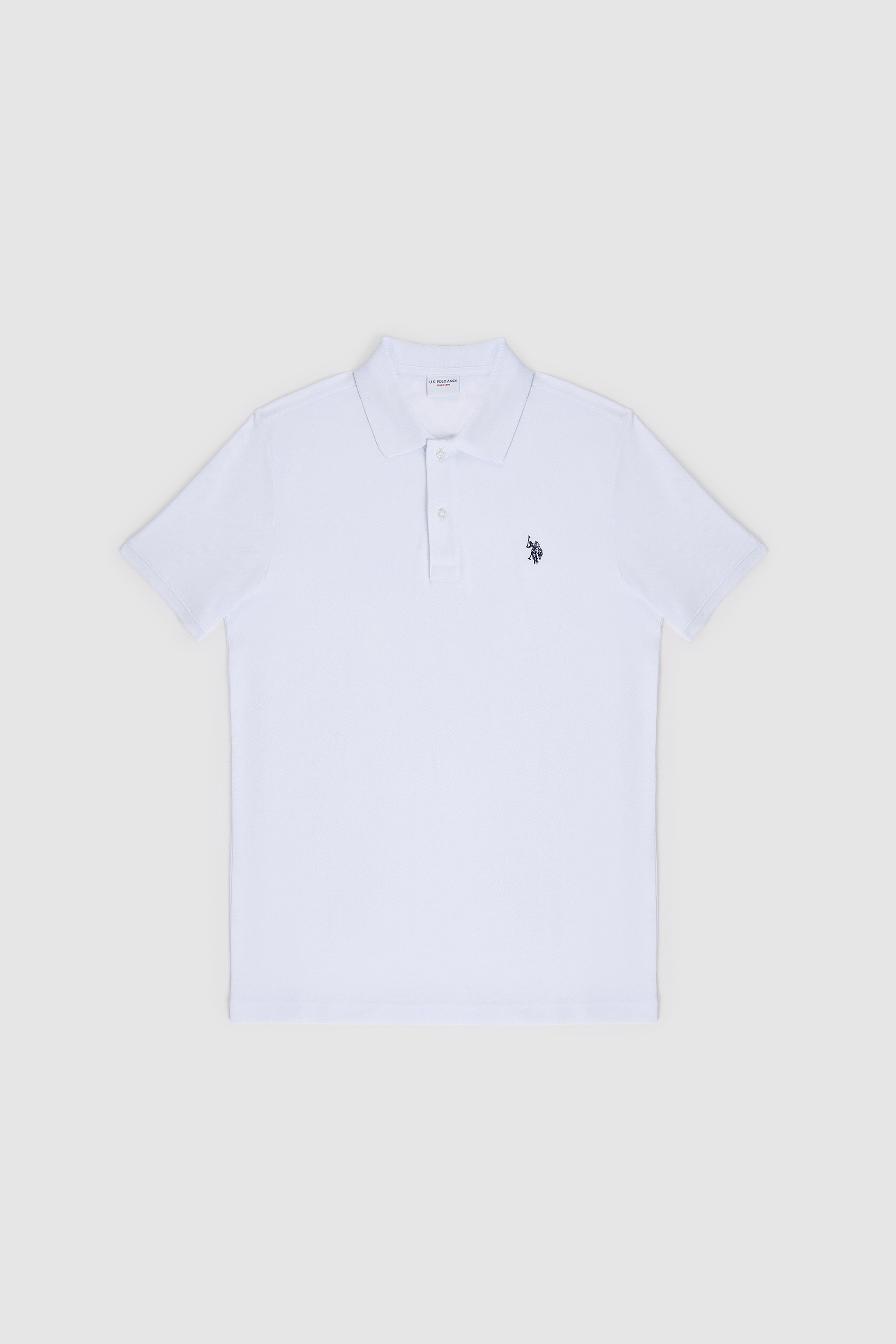 Erkek Slim Fit Polo Yaka Beyaz Basic Tişört
