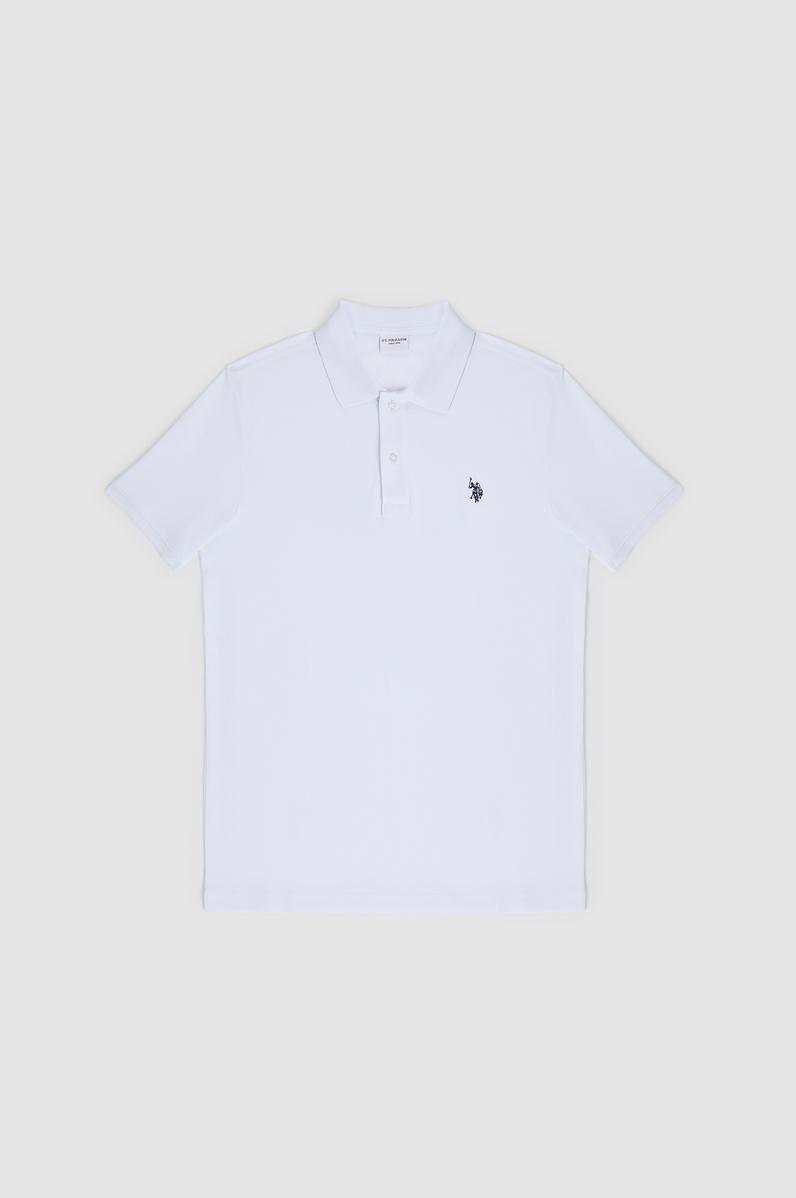 Erkek Slim Fit Polo Yaka Beyaz Basic Tişört