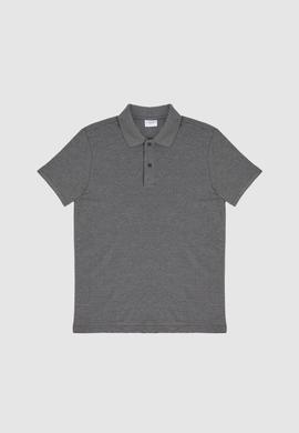 Erkek Slim Fit Polo Yaka Antrasit Melanj Basic Tişört - 50322347159