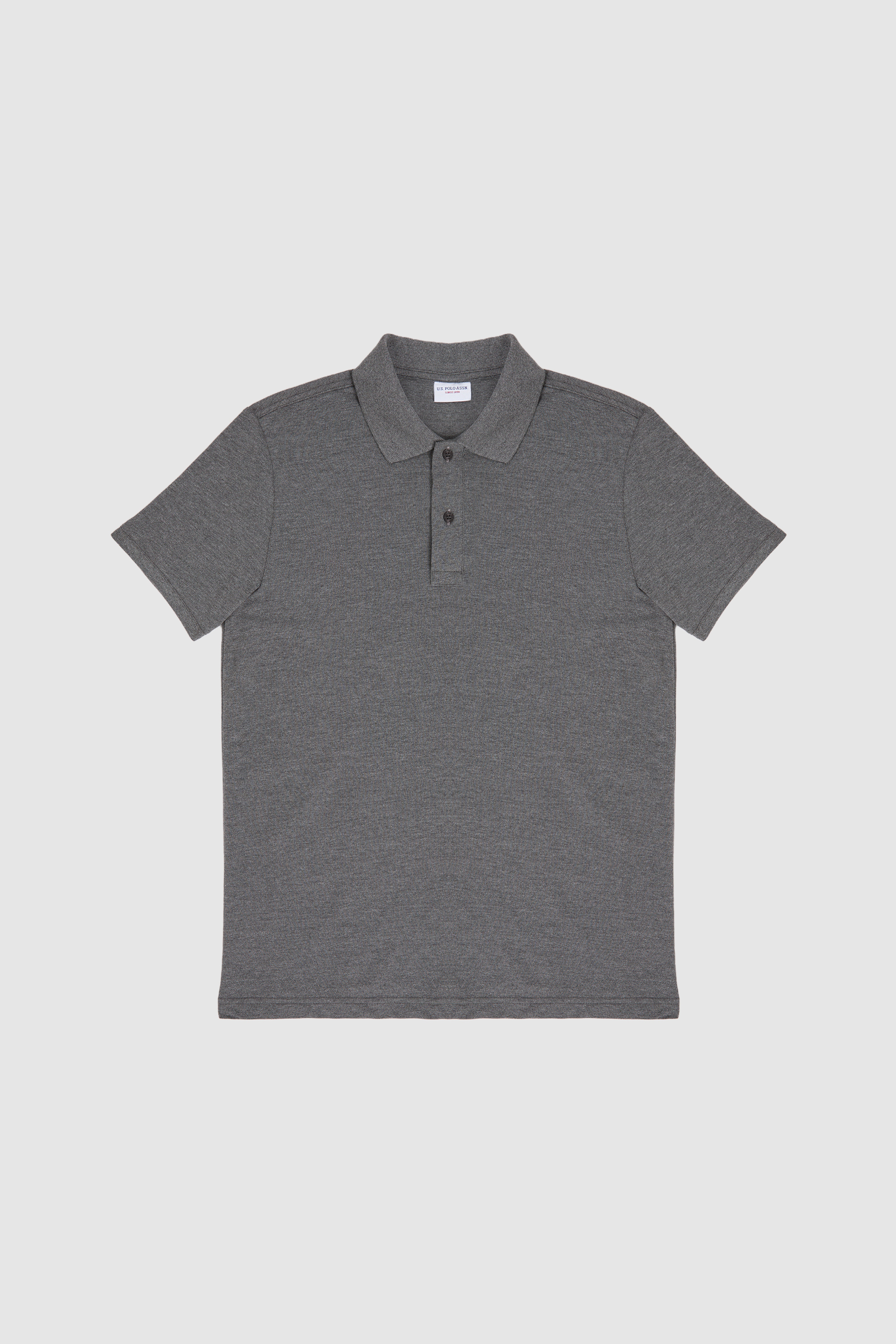 Erkek Slim Fit Polo Yaka Antrasit Melanj Basic Tişört