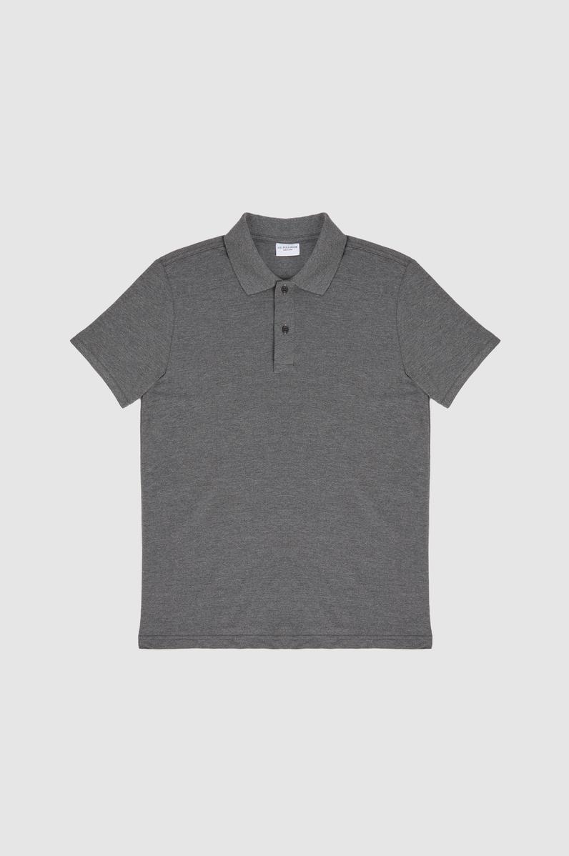 Erkek Slim Fit Polo Yaka Antrasit Melanj Basic Tişört