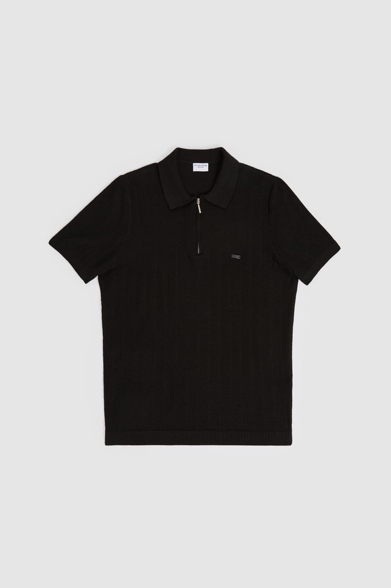Erkek Regular Fit Polo Yaka Siyah Tişört