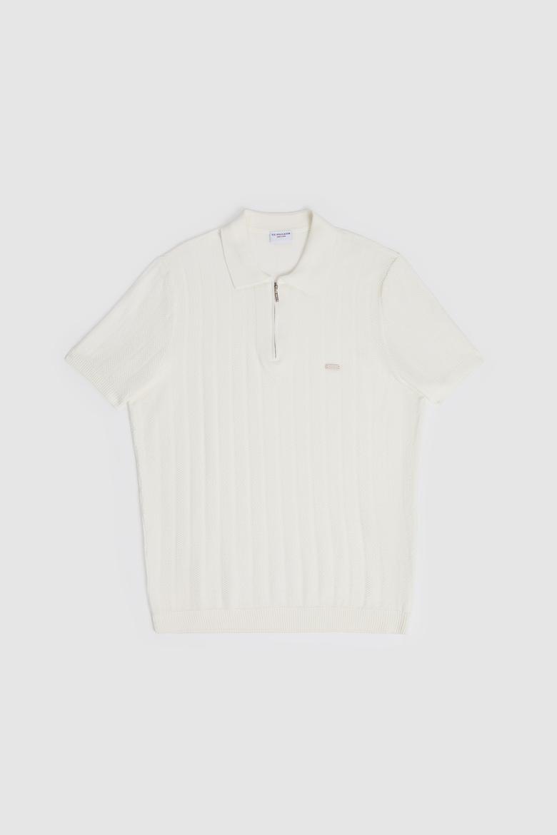 Erkek Regular Fit Polo Yaka Beyaz Tişört - 50320038040