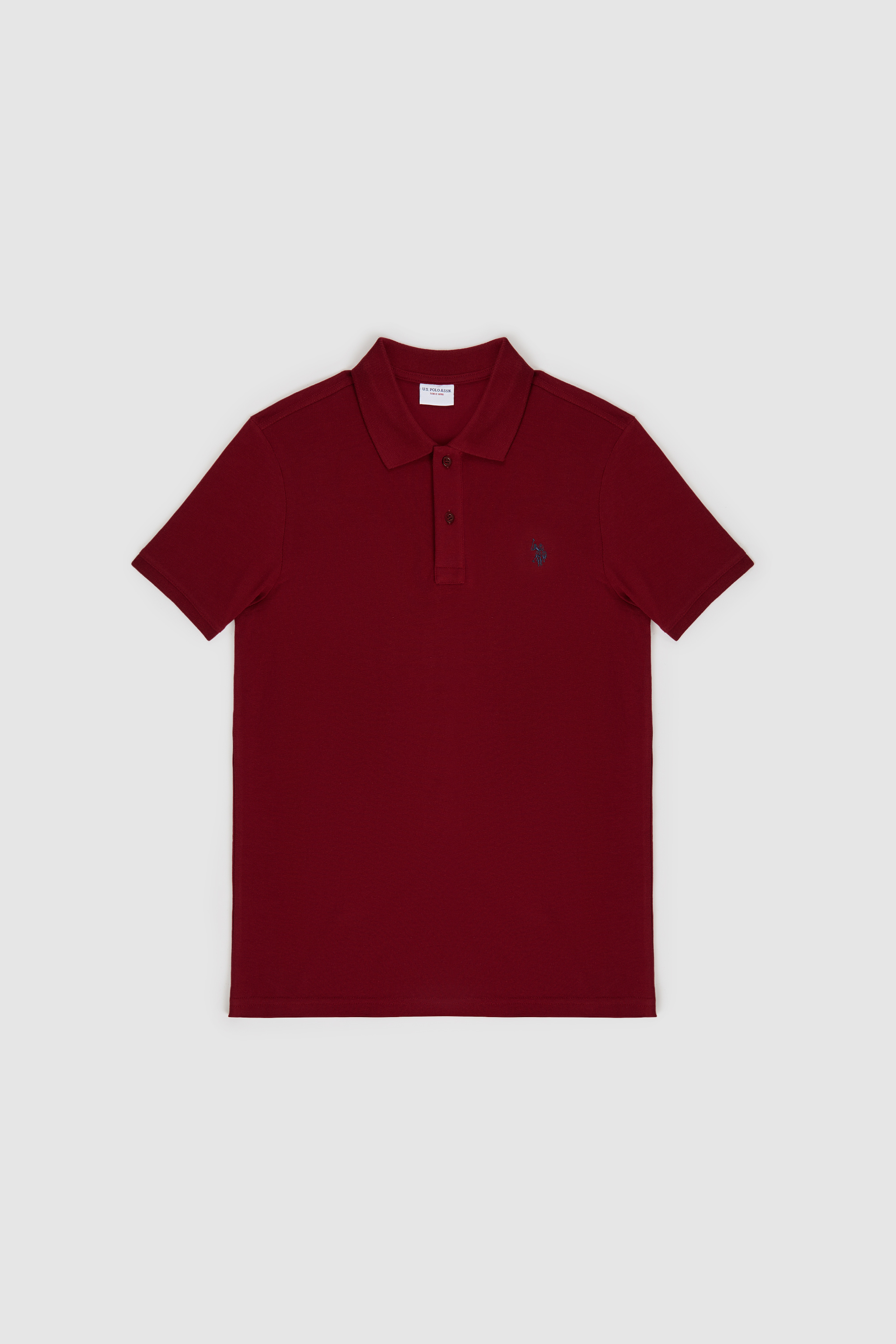 Erkek Slim Fit Polo Yaka Bordo Basic Tişört - Image 7