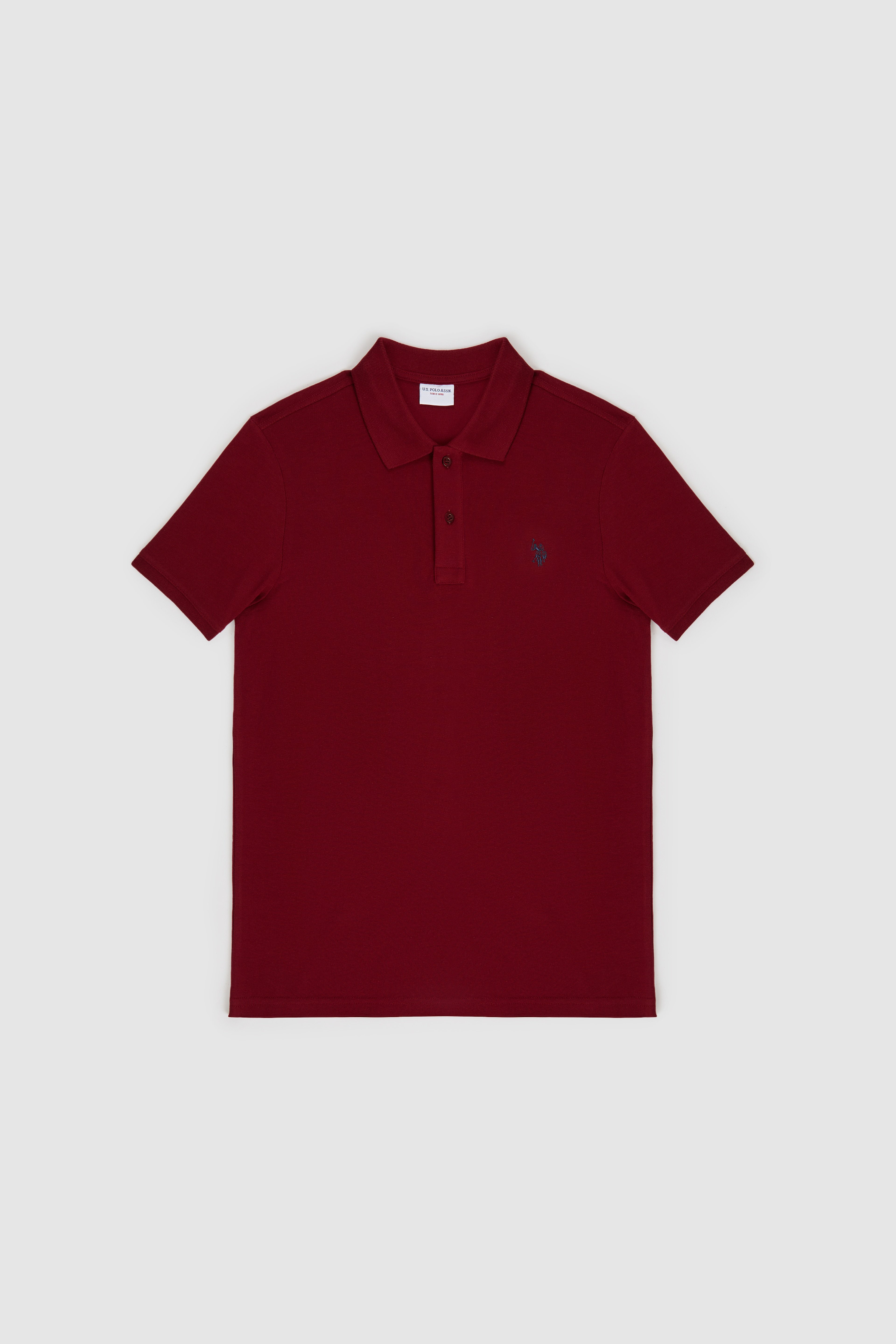 Erkek Slim Fit Polo Yaka Bordo Basic Tişört