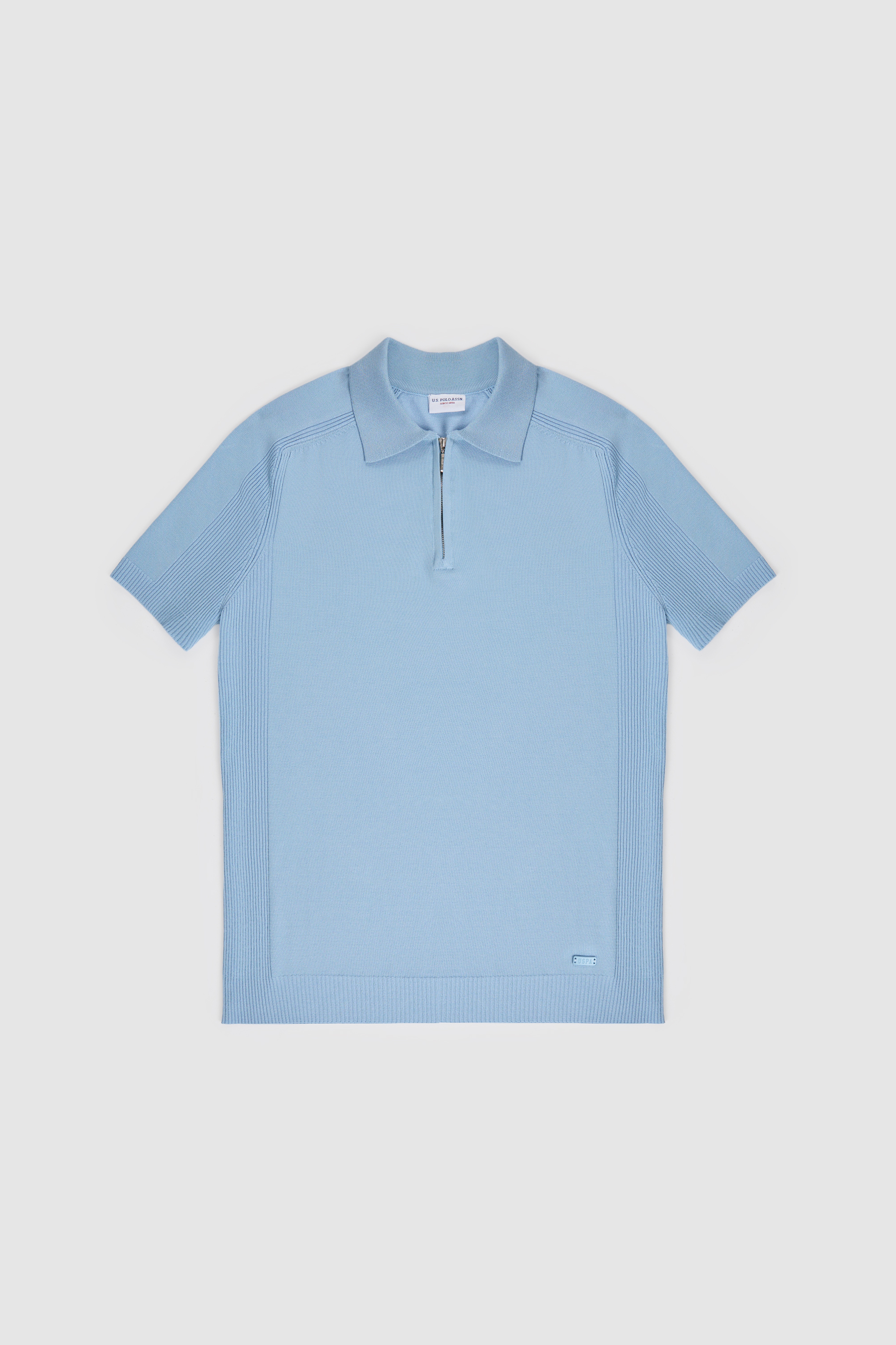 Erkek Slim Fit Polo Yaka Yarım Fermuarlı Mavi Kazak - Image 7