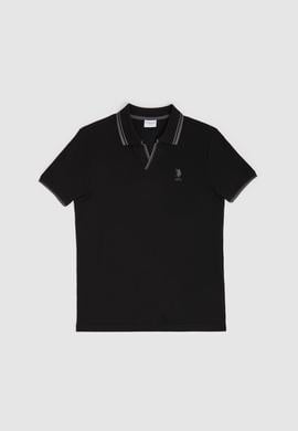 Erkek Slim Fit Polo Yaka Siyah Tişört - 50323894091