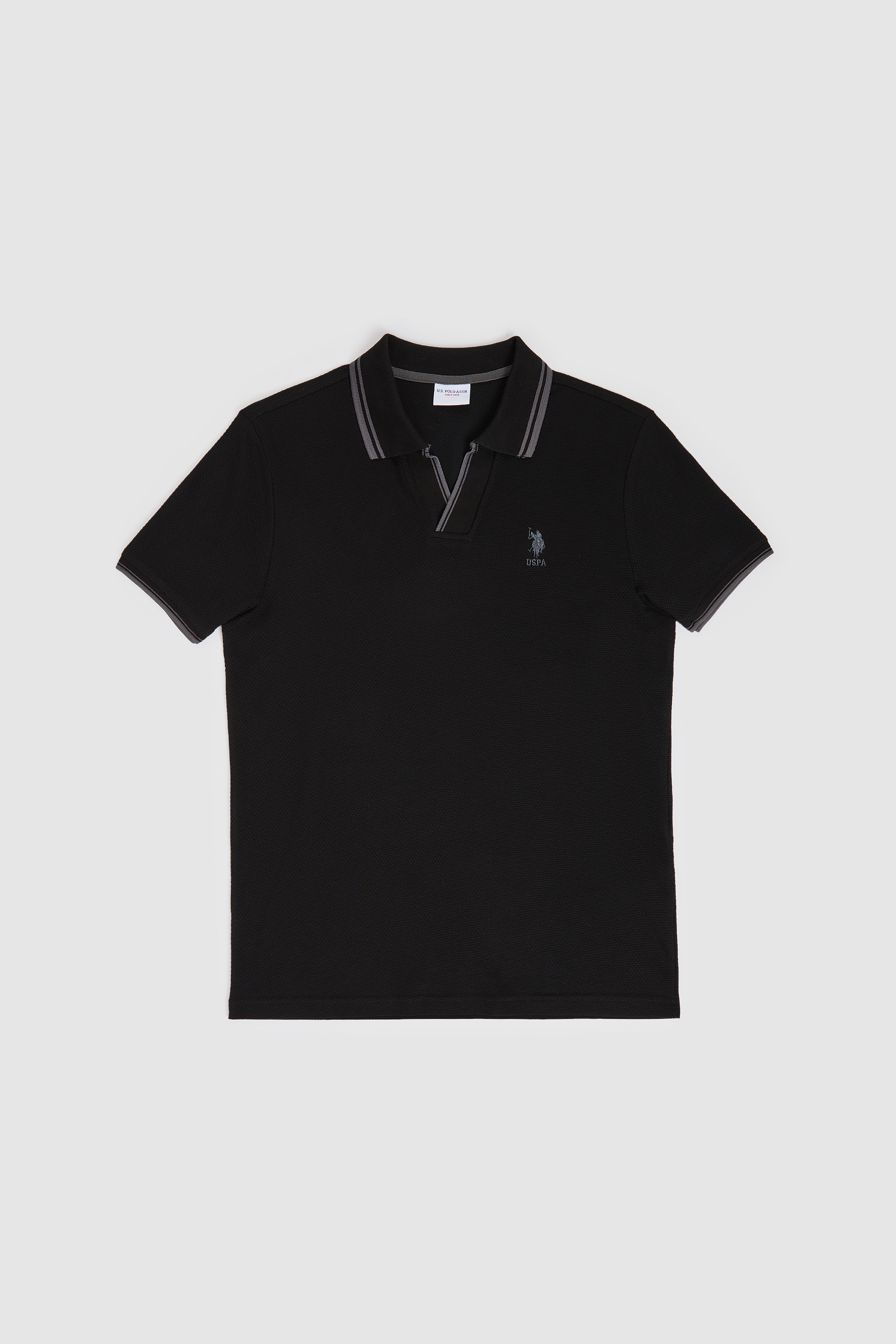 Erkek Slim Fit Polo Yaka Siyah Tişört