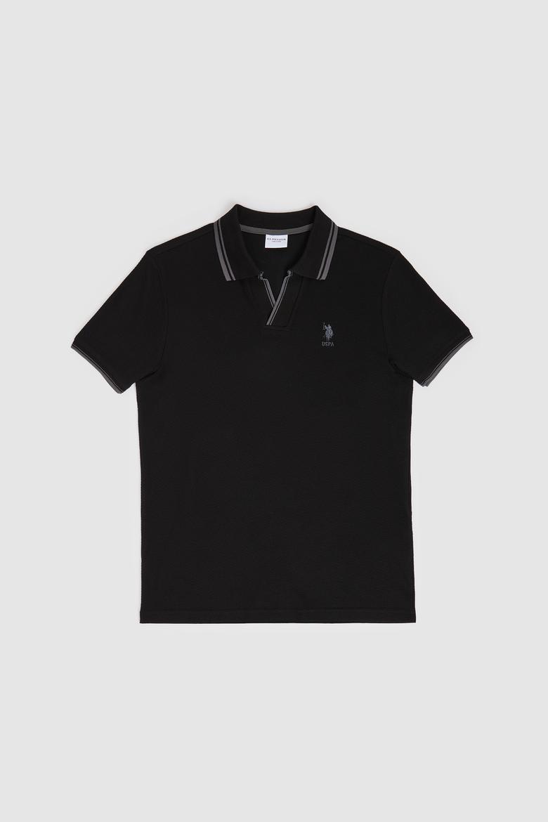 Erkek Slim Fit Polo Yaka Siyah Tişört - 50323894091