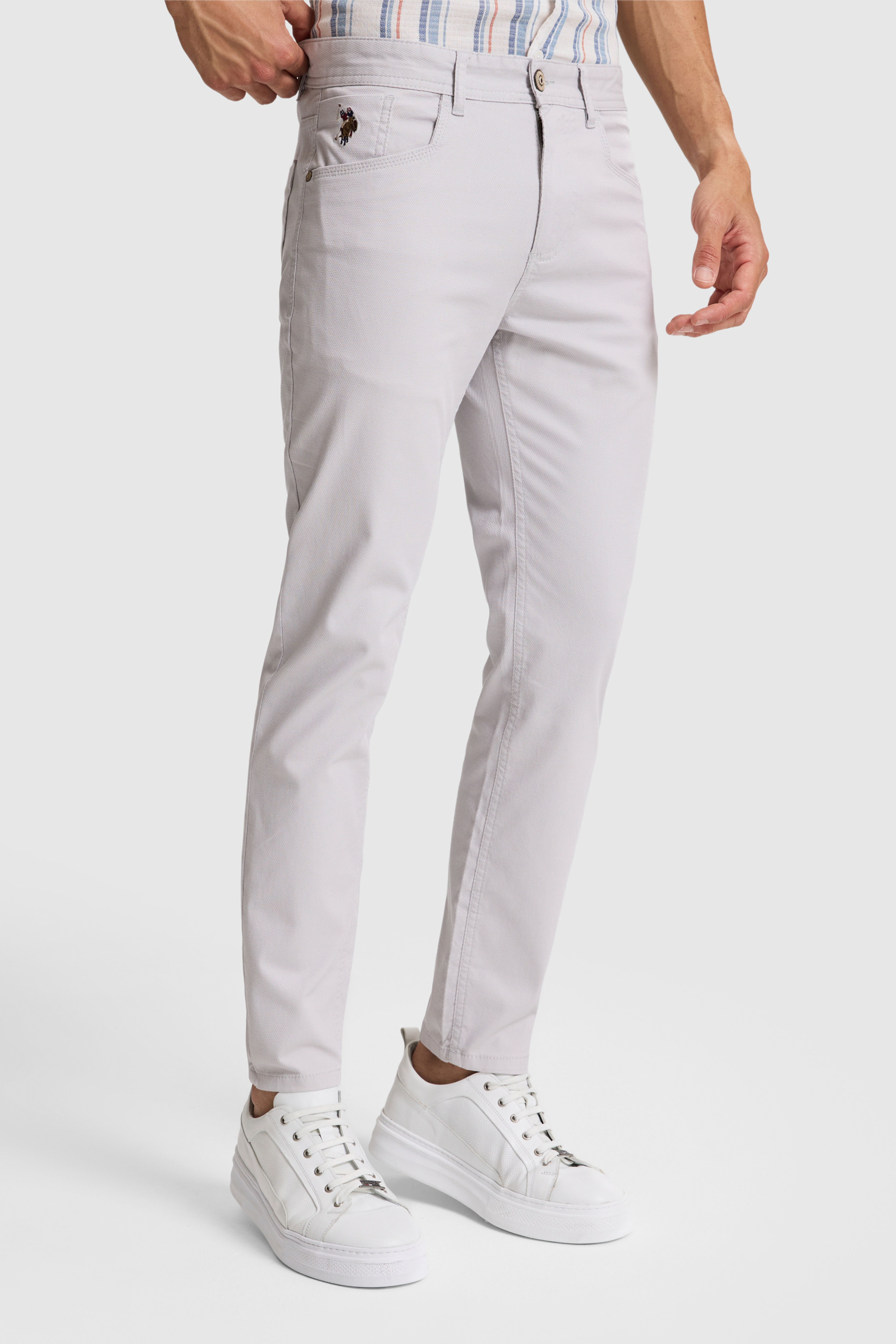 Erkek Açık Gri Kanvas / Chino Pantolon