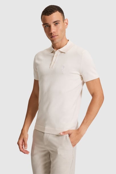 Erkek Krem Polo Yaka Triko Tişört