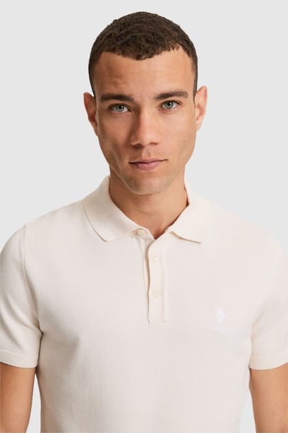 Erkek Krem Polo Yaka Triko Tişört