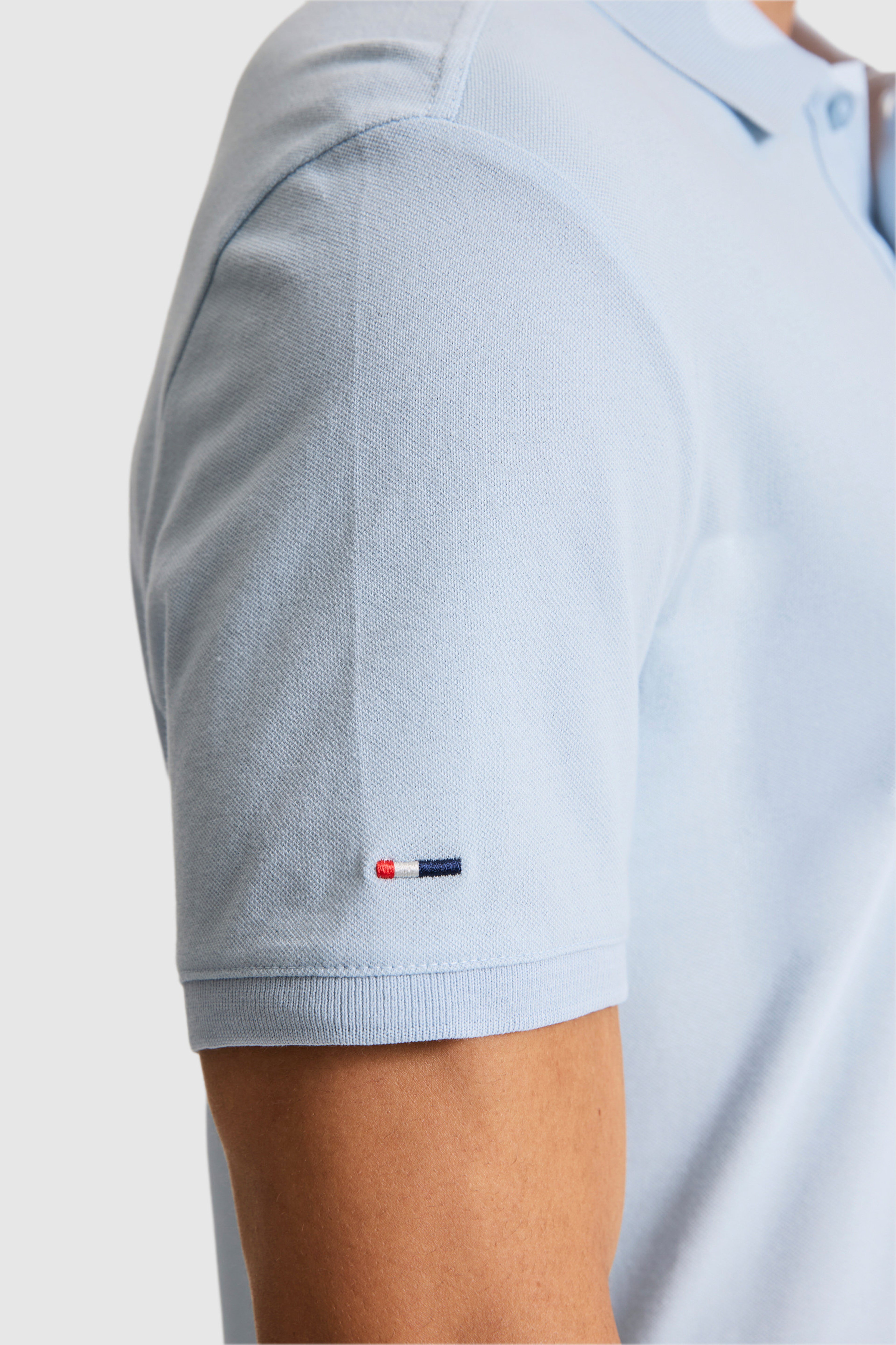 Erkek Açık Mavi Slim Fit Polo Yaka Basic Tişört - Image 6