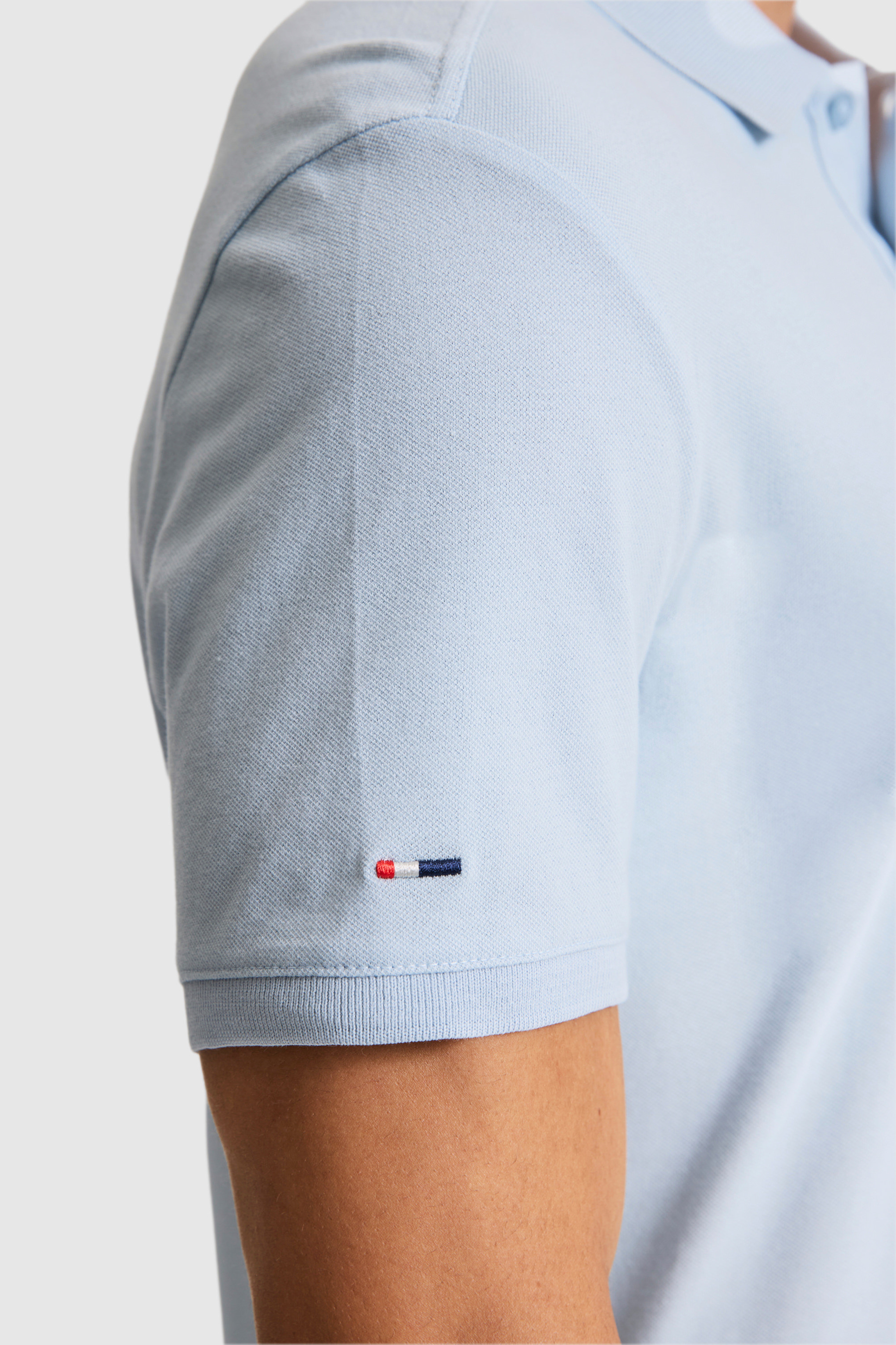 Erkek Açık Mavi Slim Fit Polo Yaka Basic Tişört