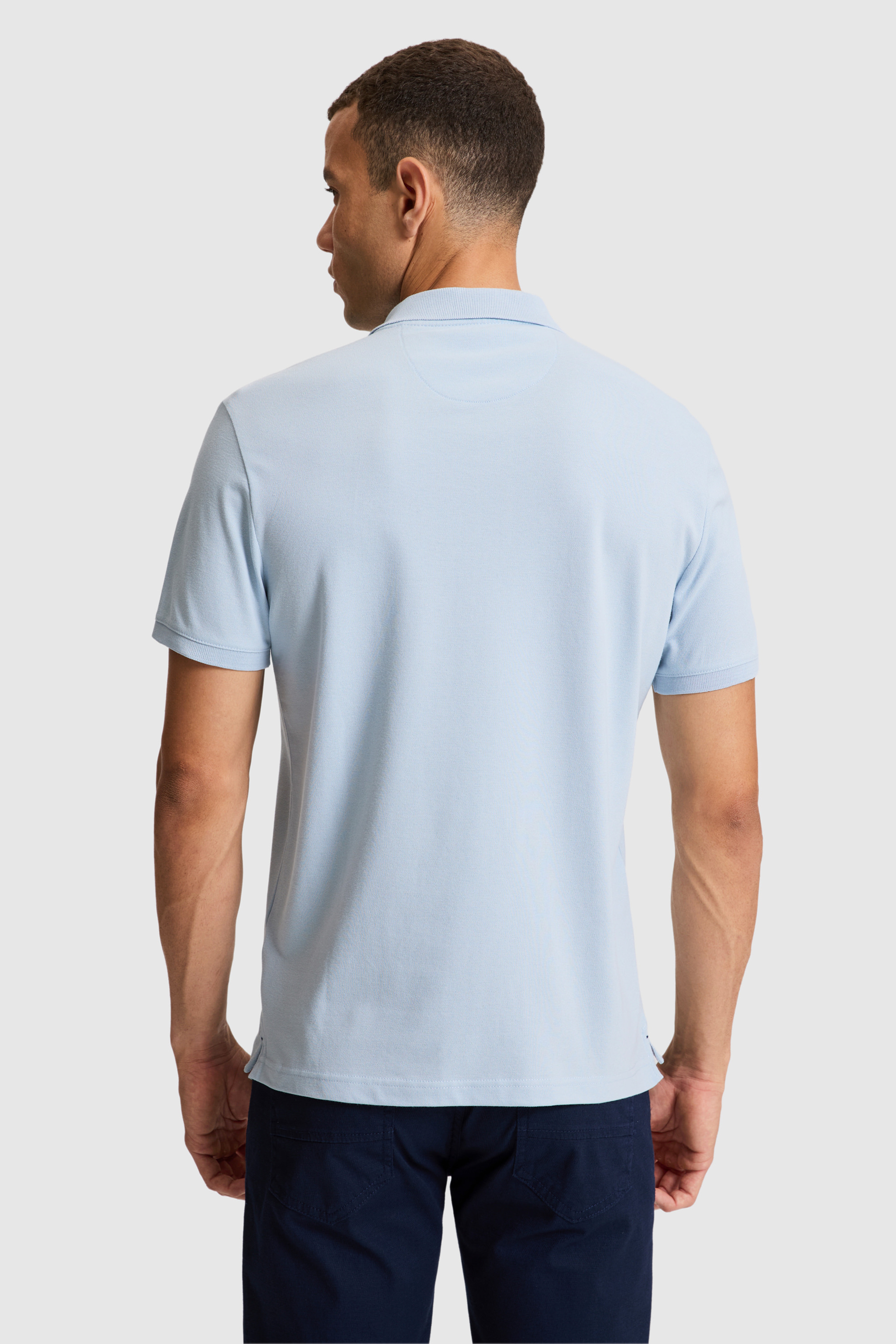 Erkek Açık Mavi Slim Fit Polo Yaka Basic Tişört - Image 5