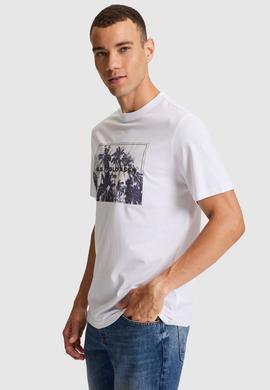 Erkek Beyaz Regular Fit Bisiklet Yaka Tişört - 50322413008