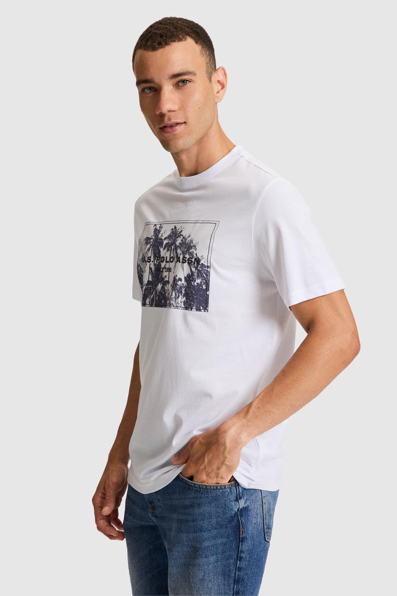 Erkek Beyaz Regular Fit Bisiklet Yaka Tişört - 50322413008