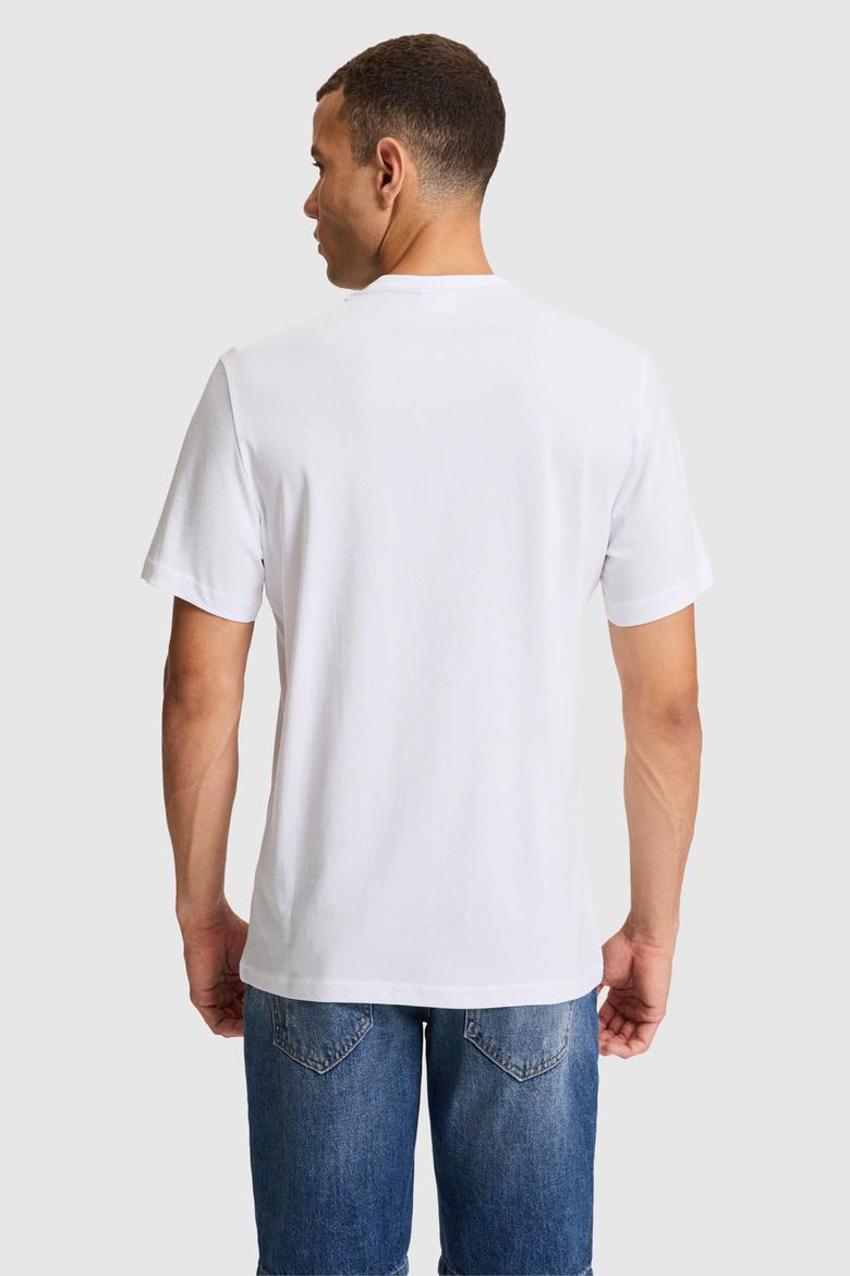Erkek Beyaz Regular Fit Bisiklet Yaka Tişört - 50322413008