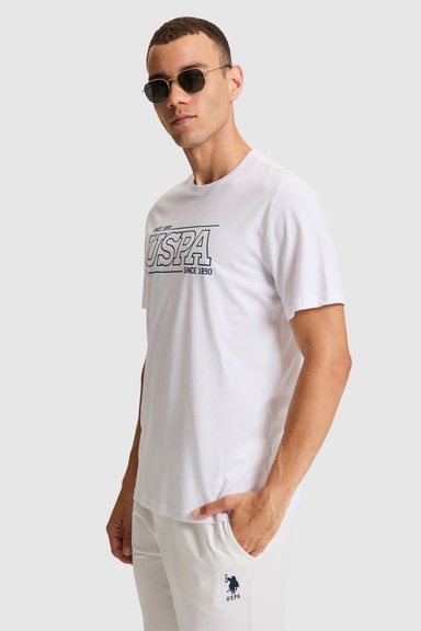 Erkek Beyaz Regular Fit Bisiklet Yaka Tişört