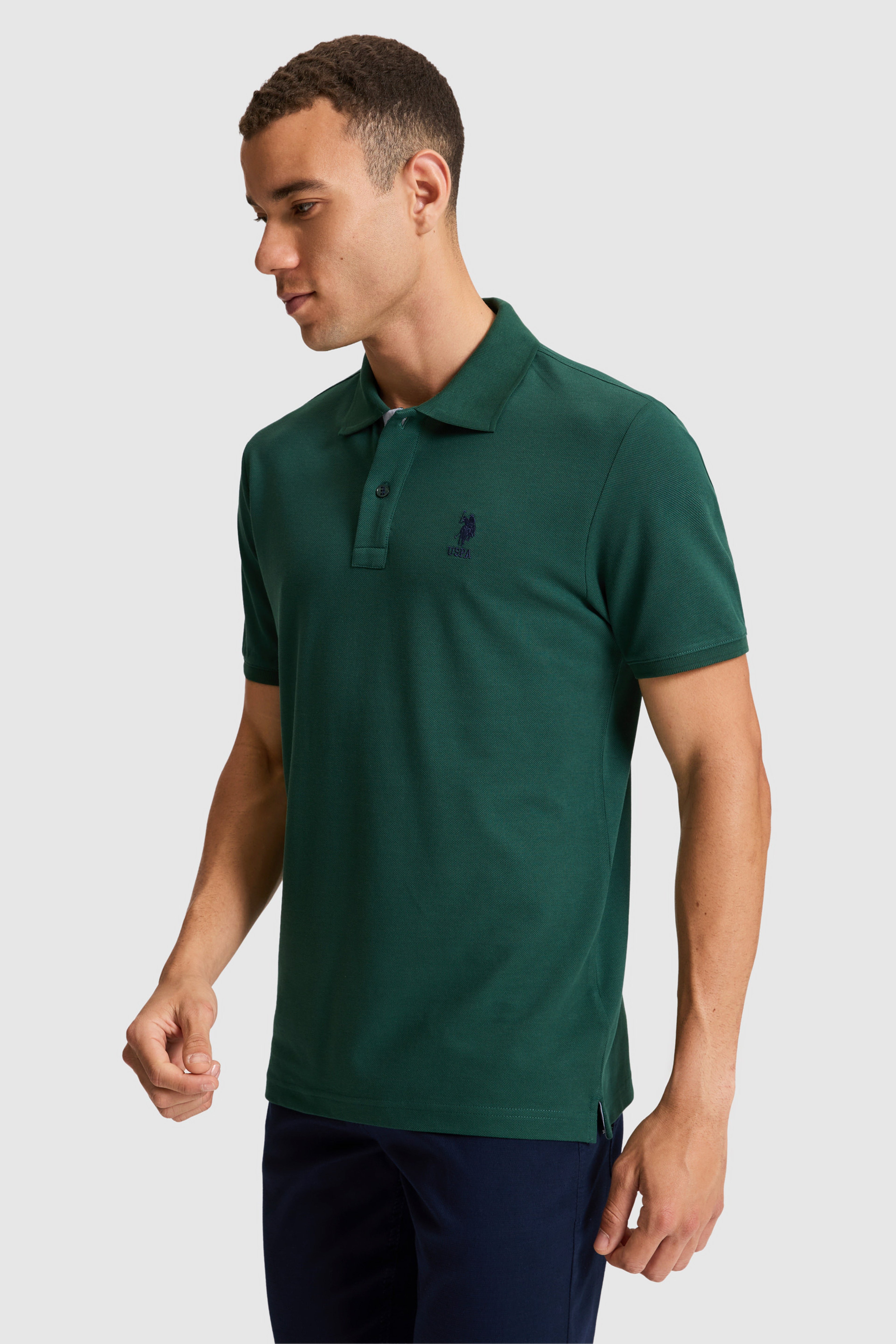 Erkek Koyu Yeşil Regular Fit Polo Yaka Basic Tişört - Image 3