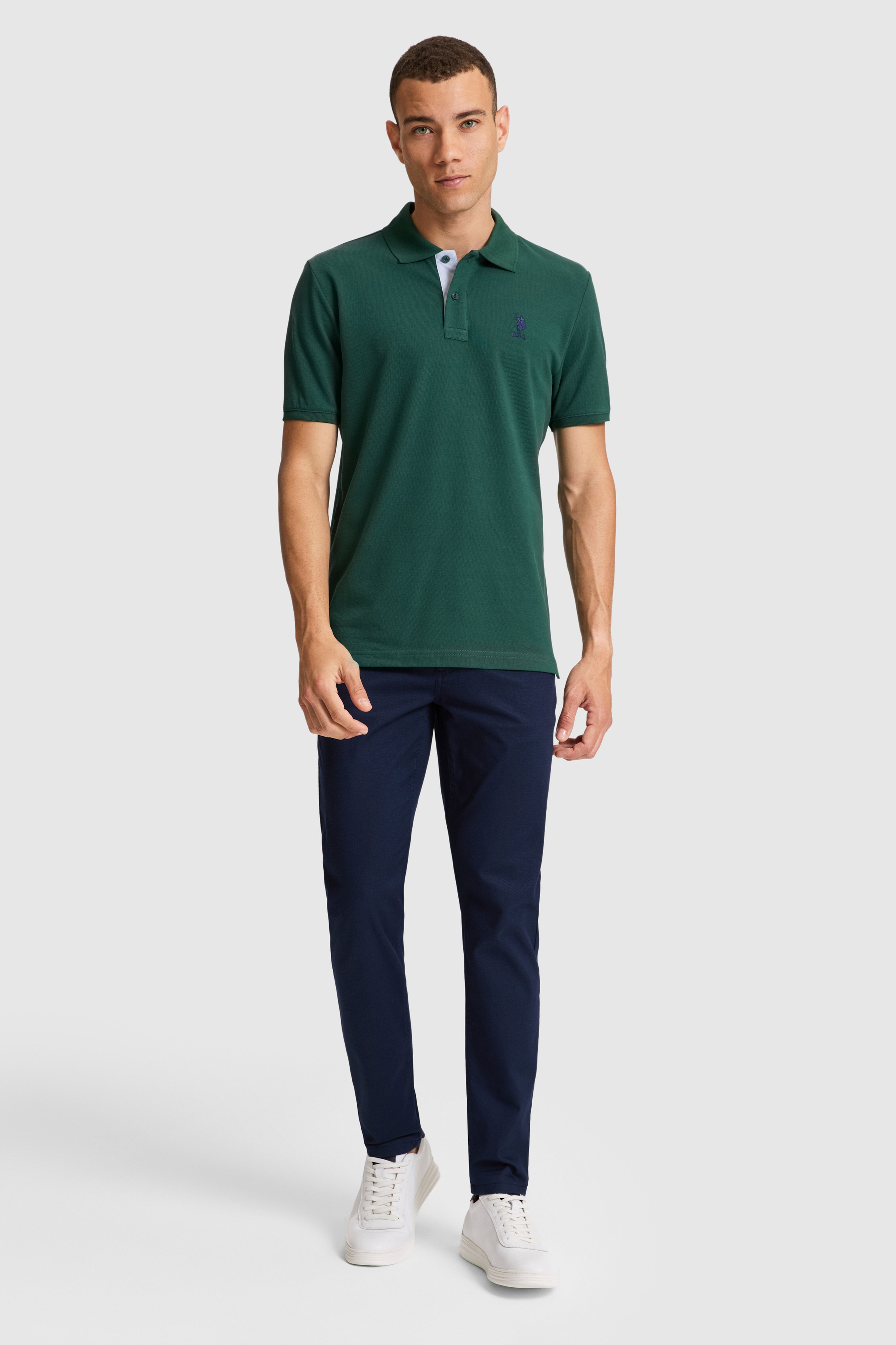 Erkek Koyu Yeşil Regular Fit Polo Yaka Basic Tişört - Image 4