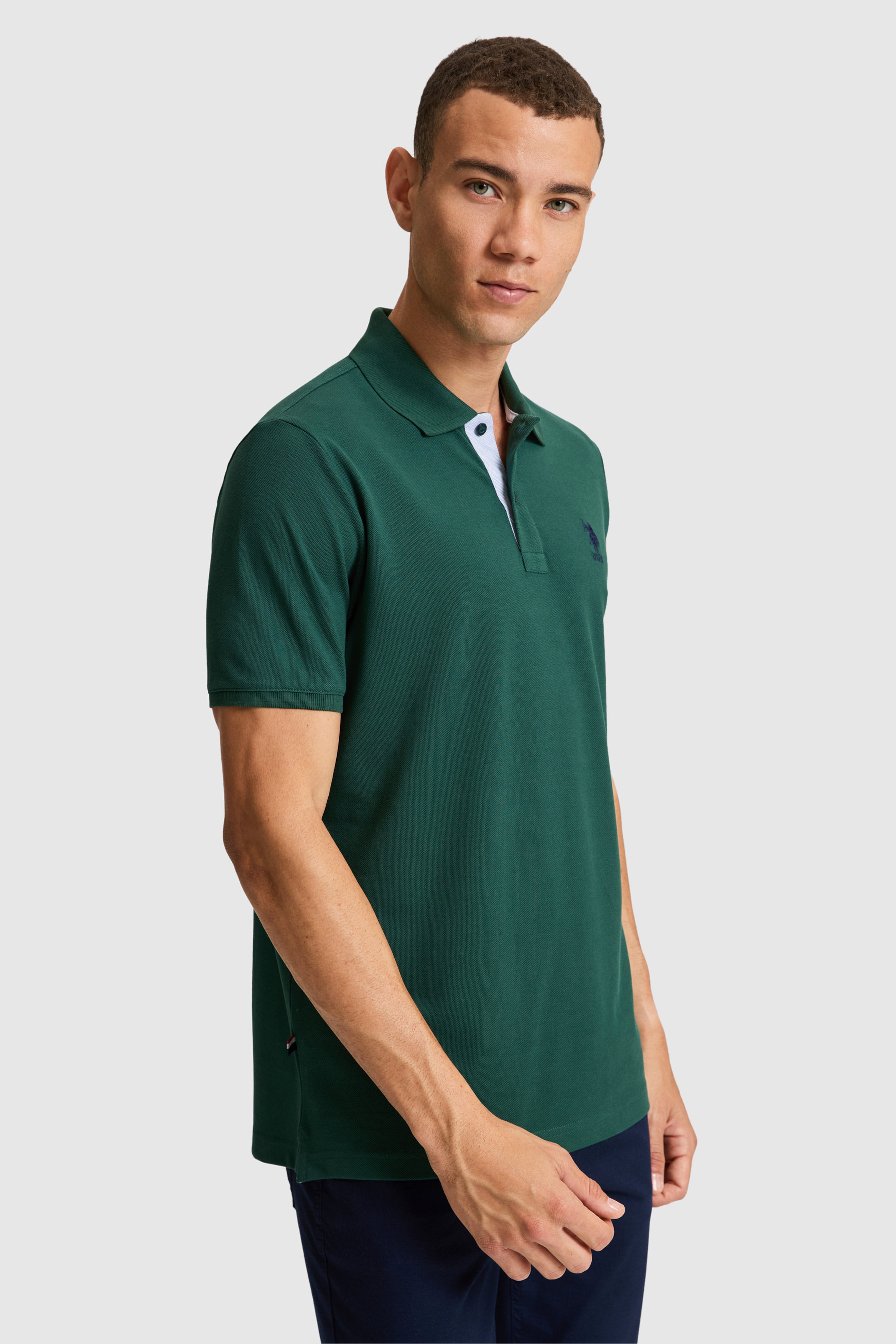Erkek Koyu Yeşil Regular Fit Polo Yaka Basic Tişört