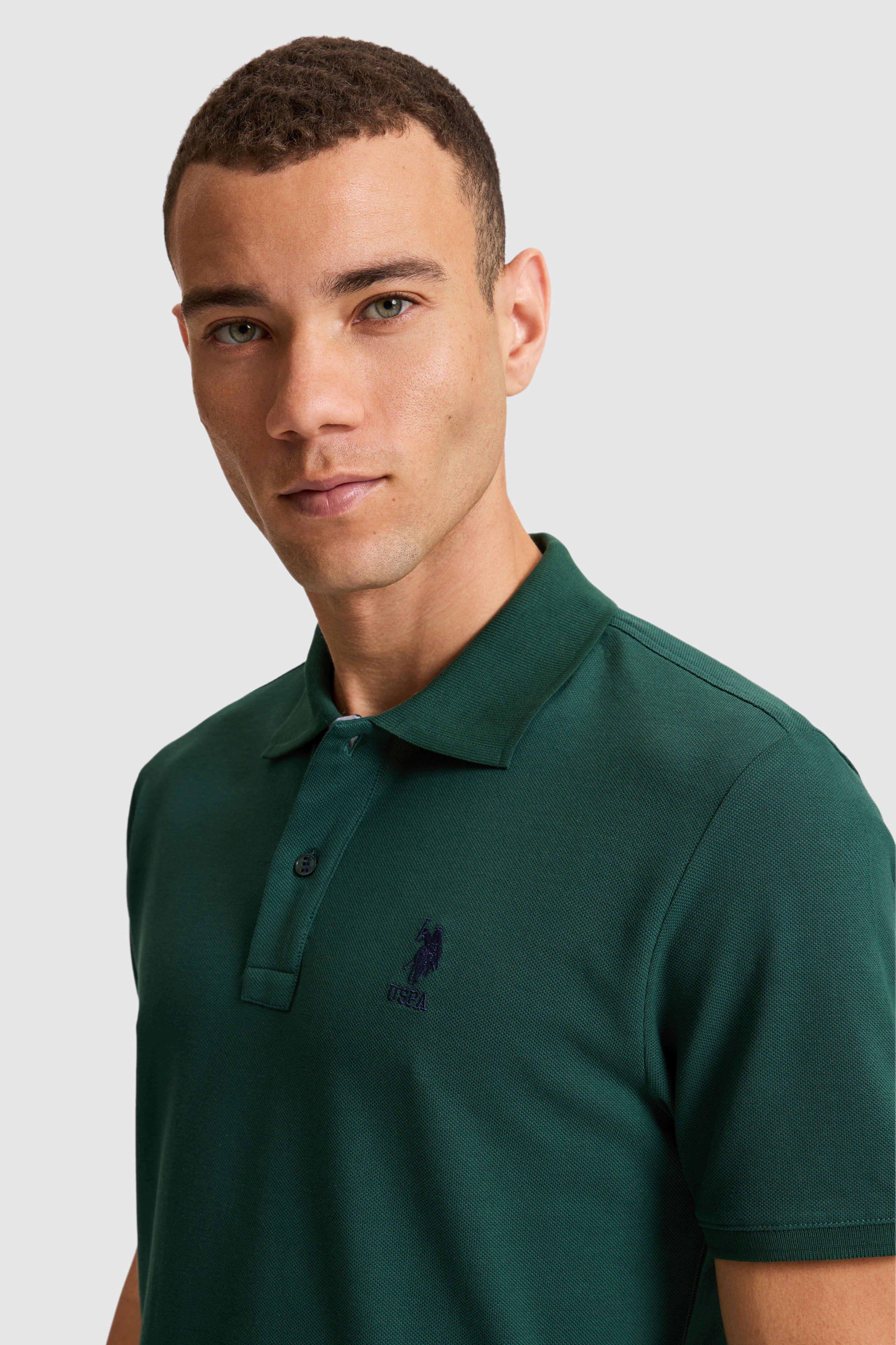 Erkek Koyu Yeşil Regular Fit Polo Yaka Basic Tişört - Image 2