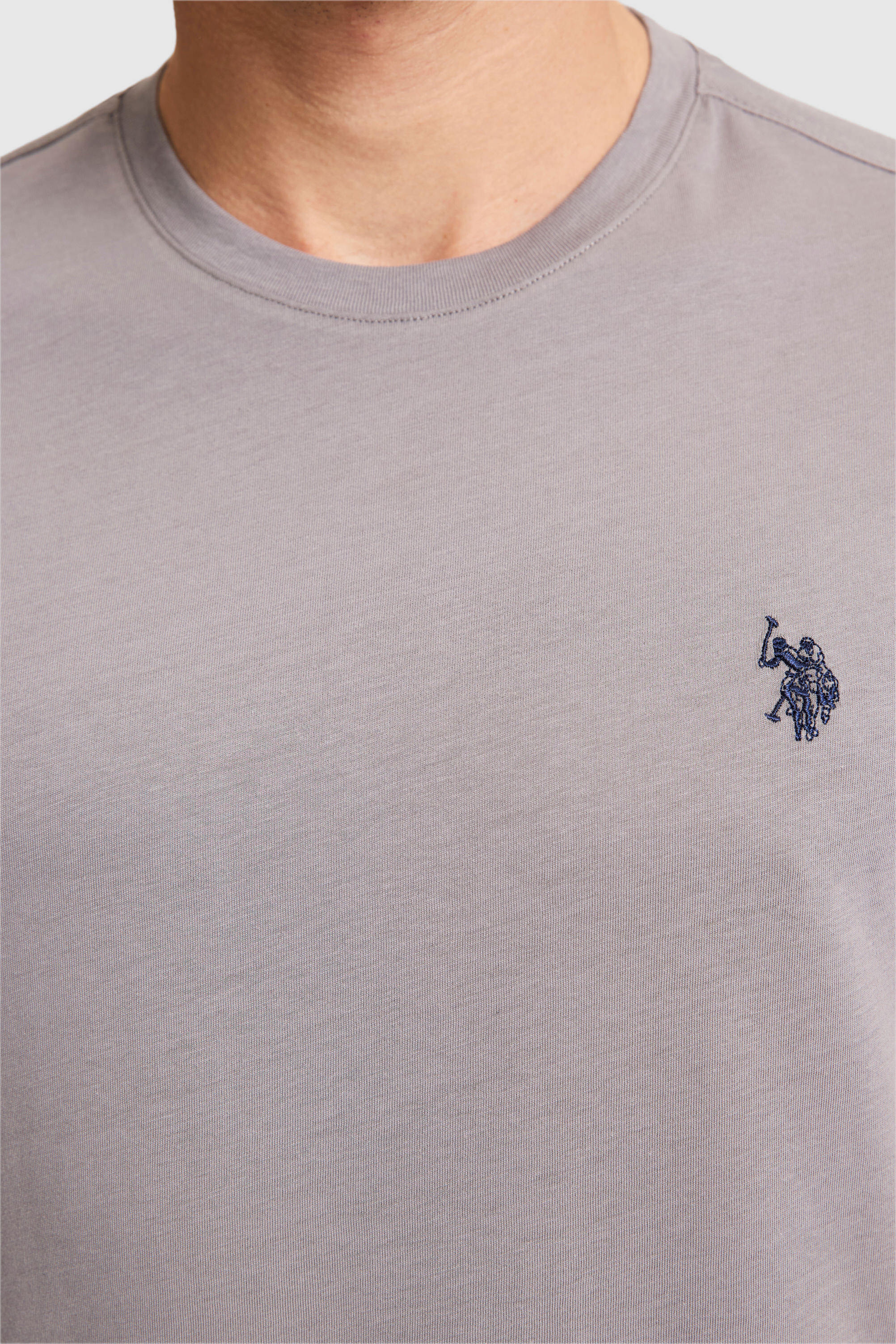 Erkek Gri Regular Fit Bisiklet Yaka Basic Tişört - Image 6