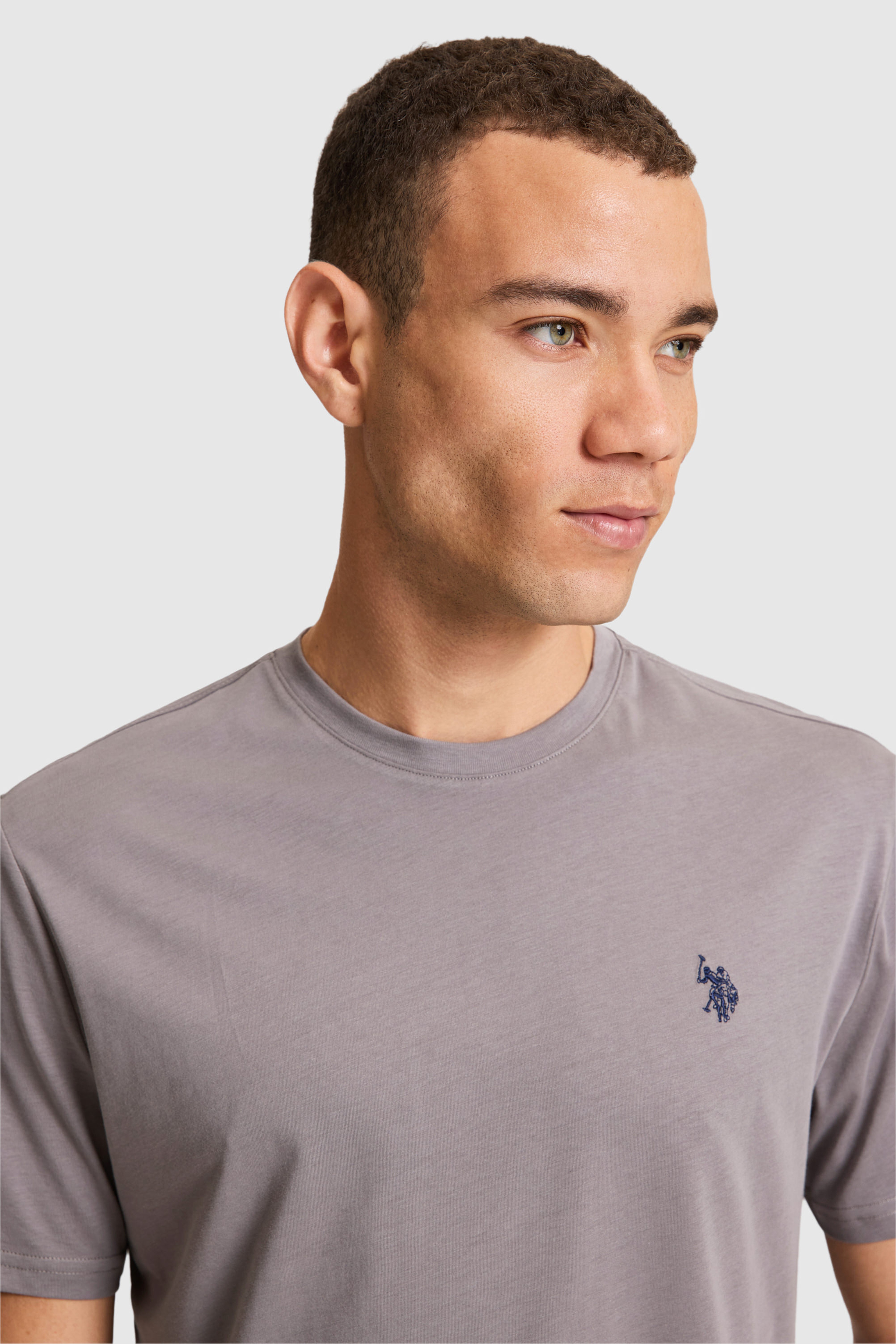 Erkek Gri Regular Fit Bisiklet Yaka Basic Tişört