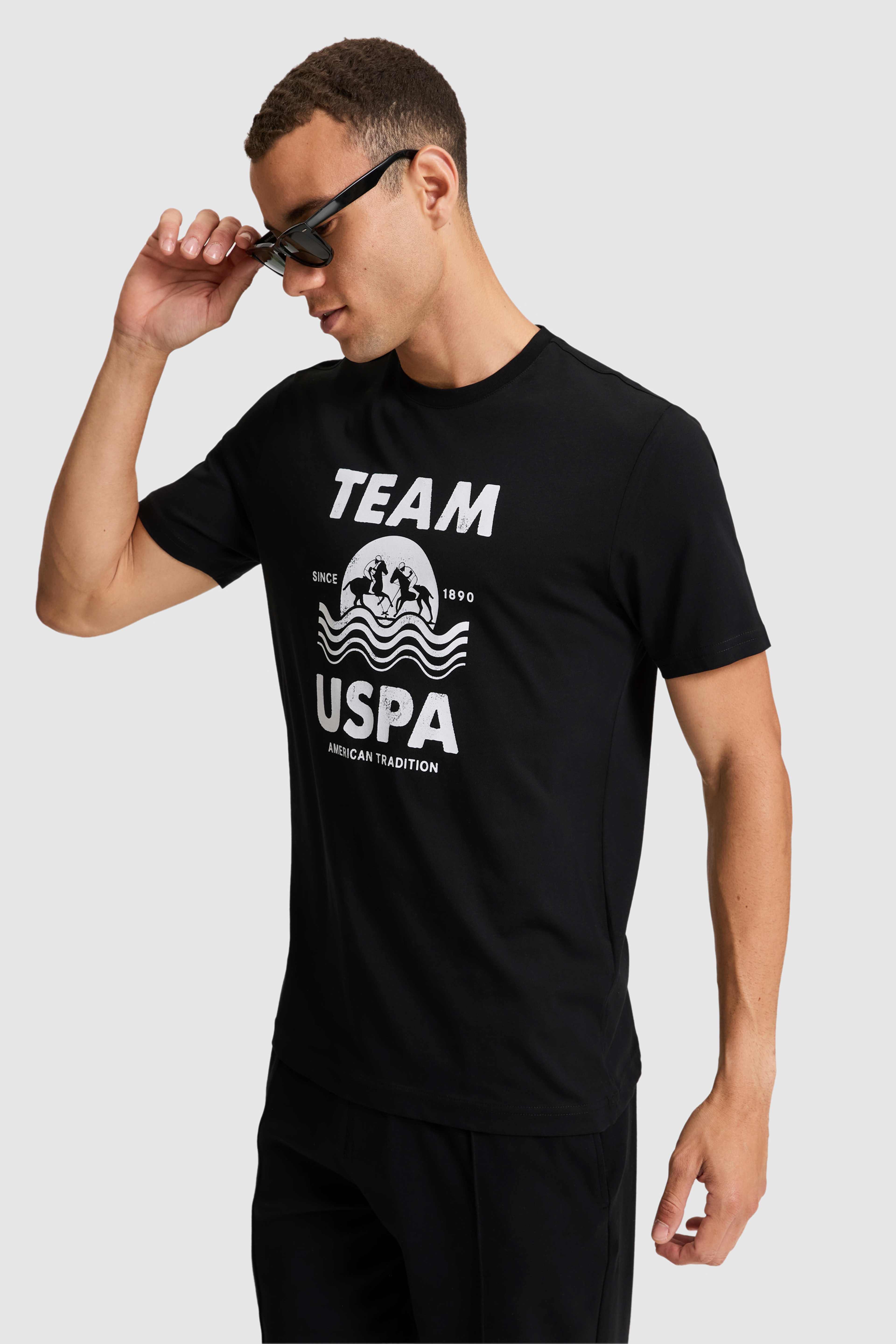 Erkek Siyah Regular Fit Bisiklet Yaka Tişört - Image 3