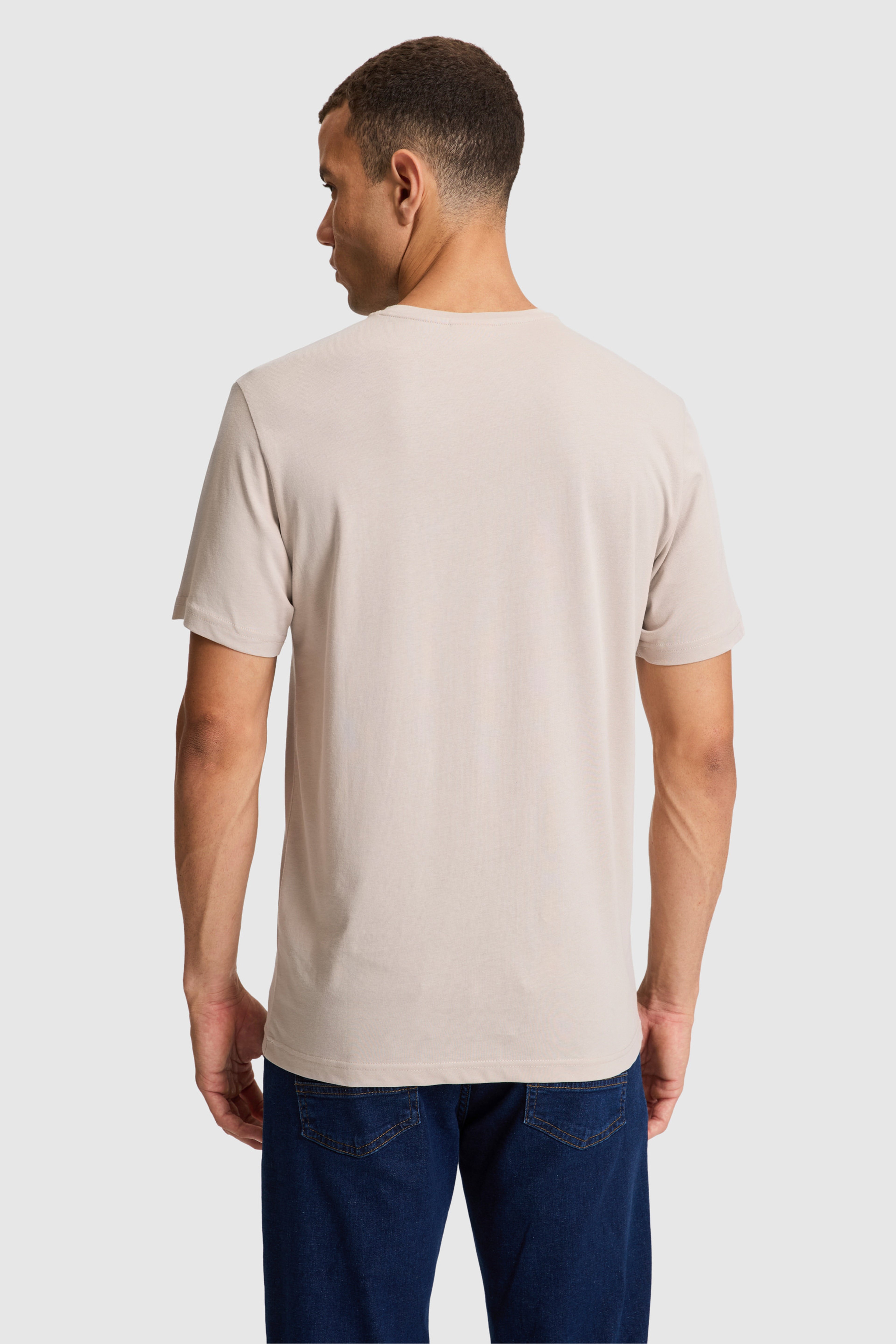 Erkek Taş Regular Fit Bisiklet Yaka Basic Tişört