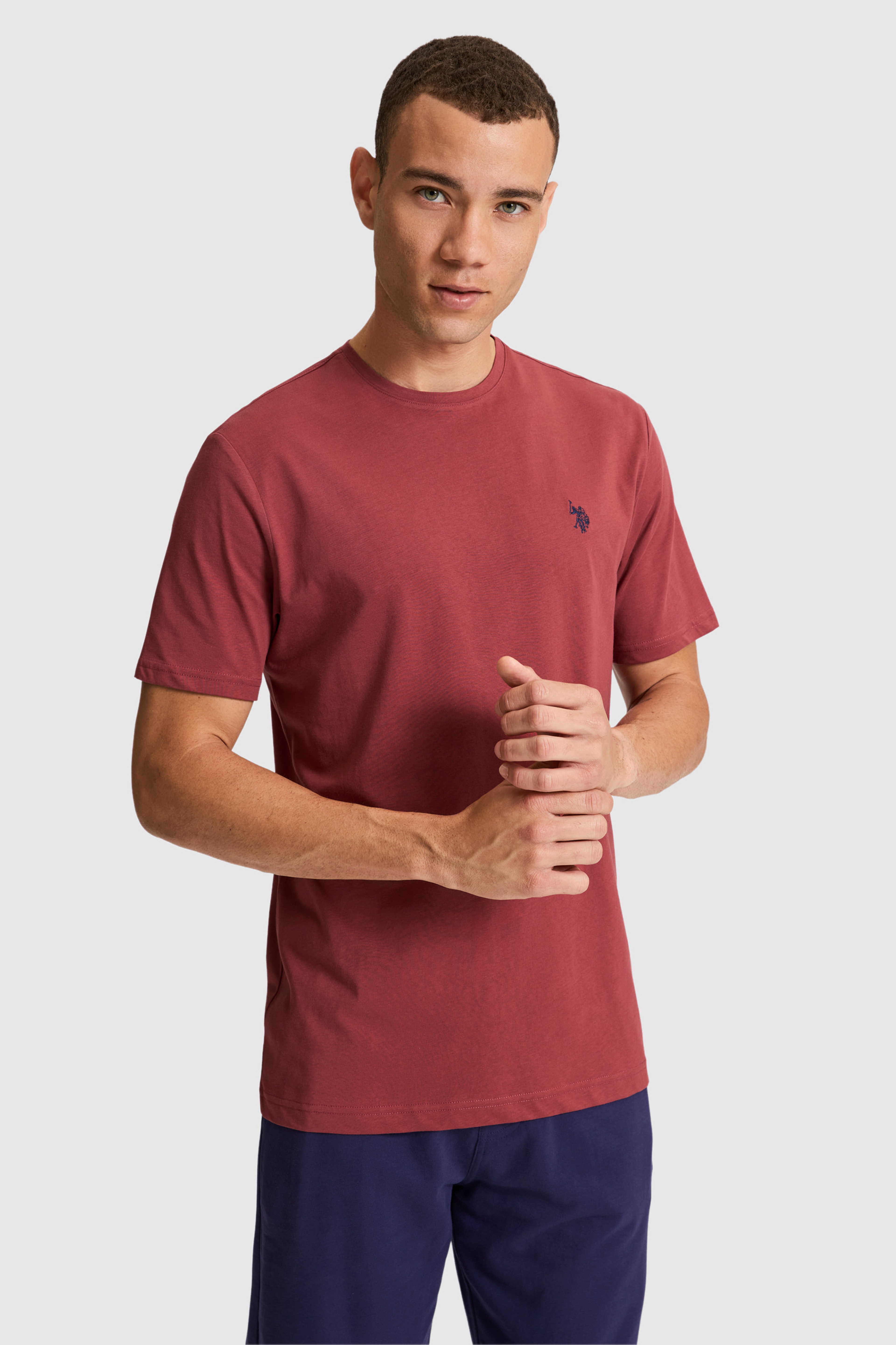 Erkek Vişne Regular Fit Bisiklet Yaka Basic Tişört - Image 3