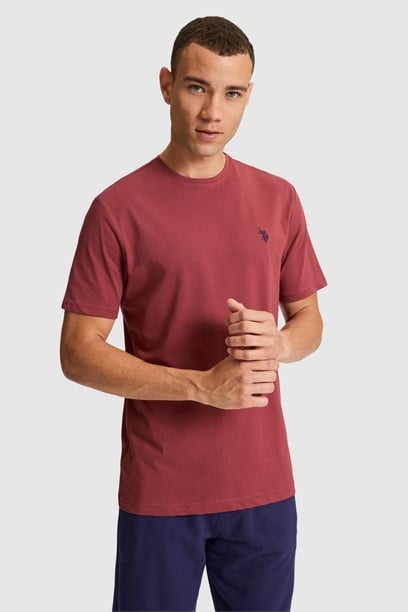 Erkek Vişne Regular Fit Bisiklet Yaka Basic Tişört