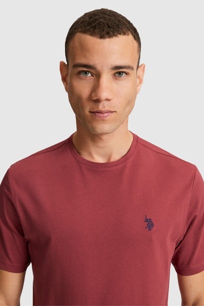Erkek Vişne Regular Fit Bisiklet Yaka Basic Tişört