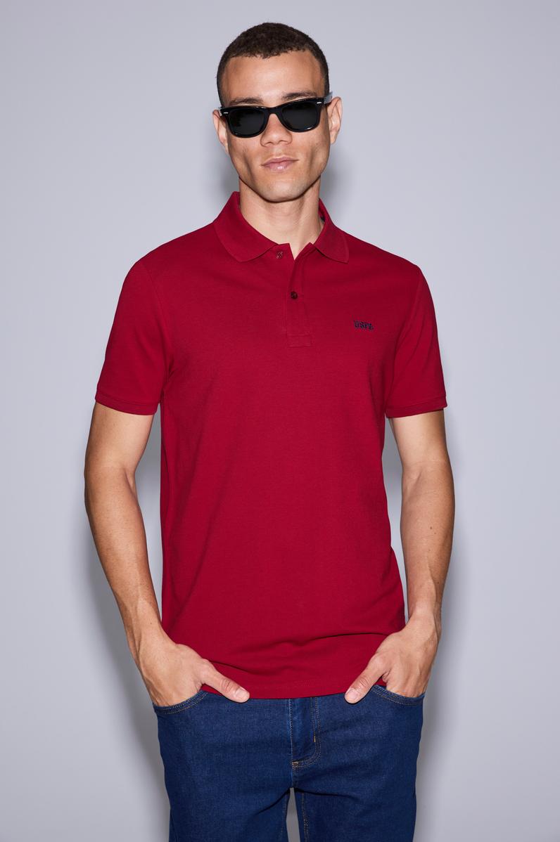 Erkek Bordo Regular Fit Polo Yaka Basic Tişört