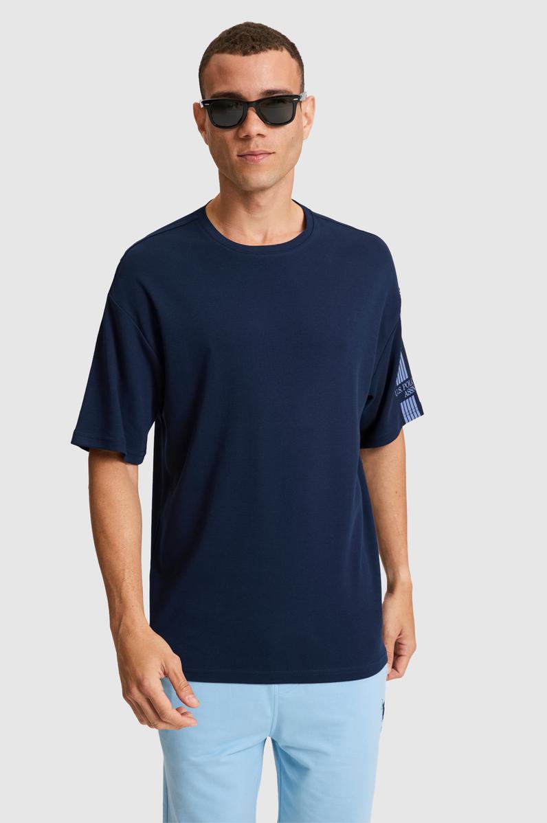 Erkek Lacivert Comfort Fit Bisiklet Yaka Tişört