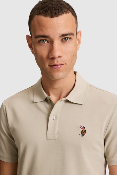 Erkek Açık Haki Regular Fit Polo Yaka Basic Tişört