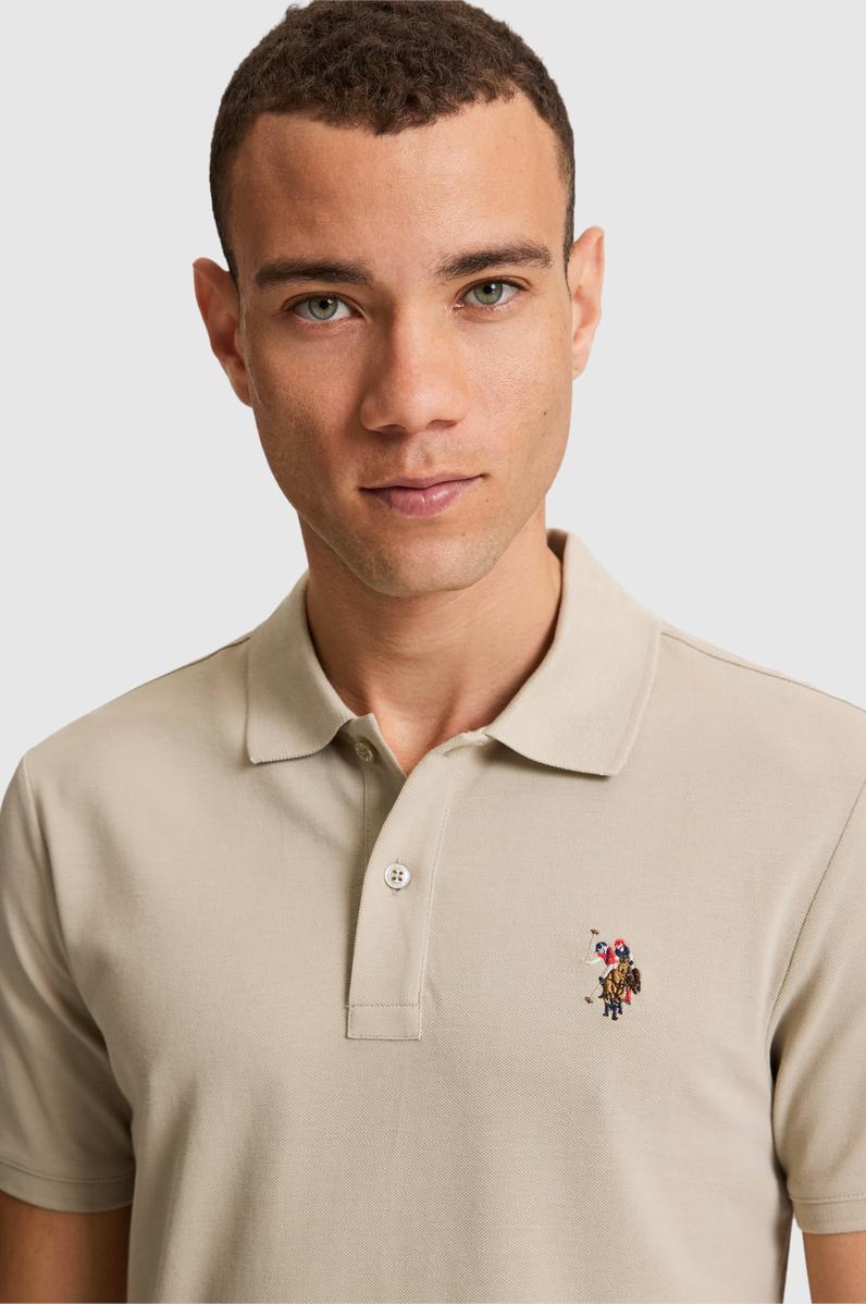 Erkek Açık Haki Regular Fit Polo Yaka Basic Tişört